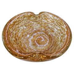 Vintage Murano Glass Barovier & Toso Graffito Bowl / Ashtray w/ Rich Aventurine
