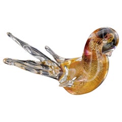 Vintage MCM Murano Glass Bird with Gold Polveri, by Giampaolo Rubelli