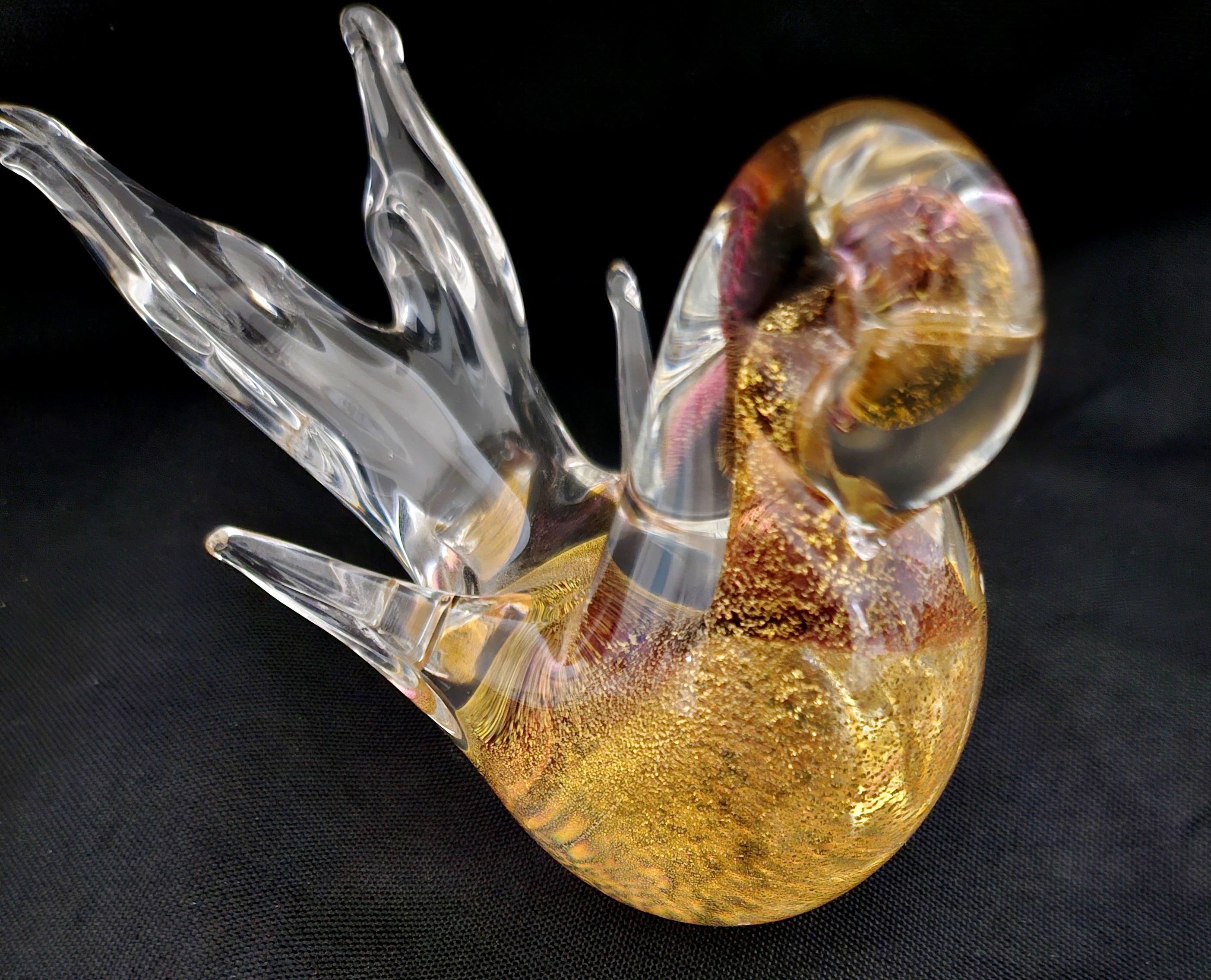 Autre Vintage Murano Glass Bird with Gold Polveri, by Rubelli en vente