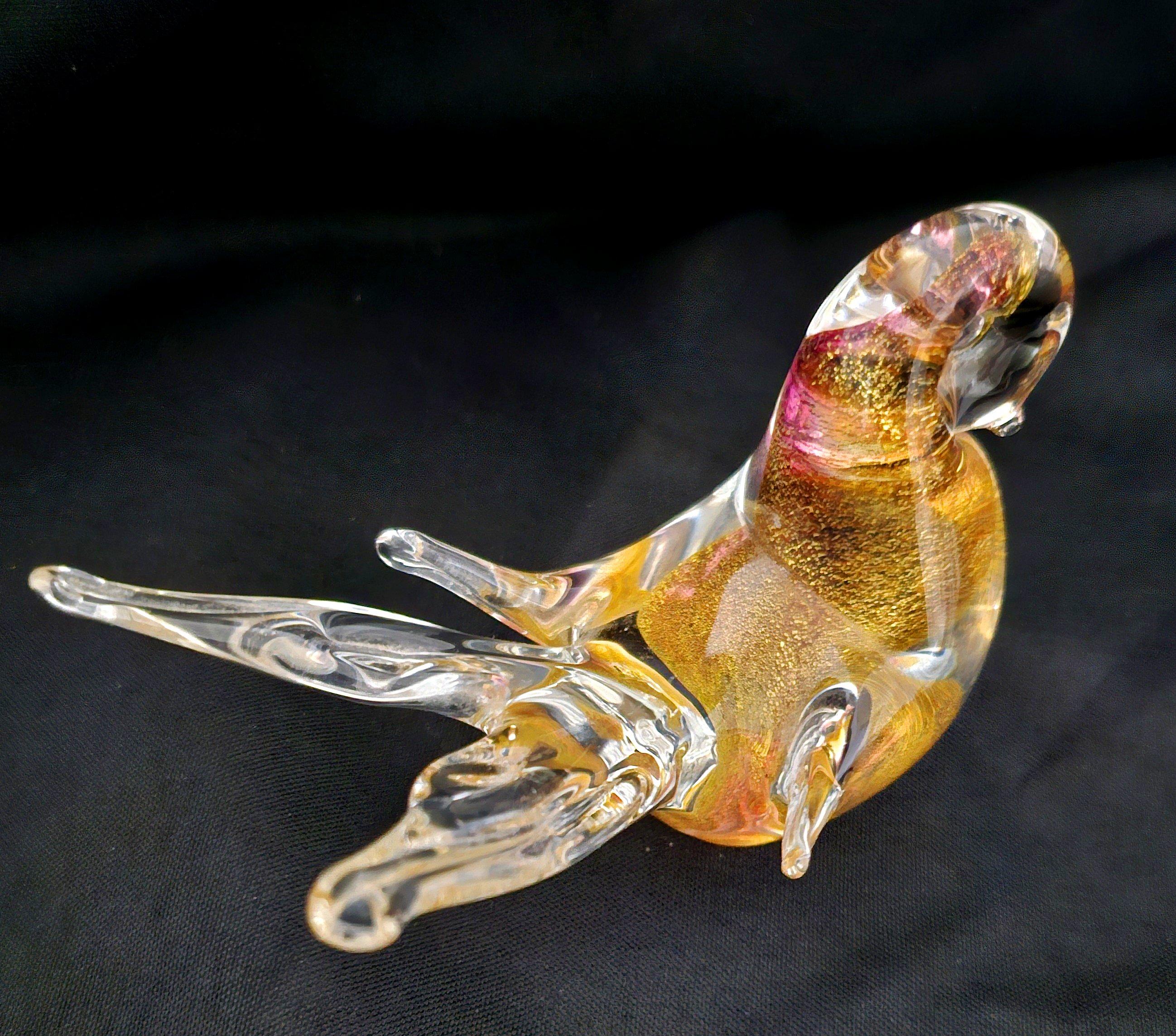 Vintage Murano Glass Bird with Gold Polveri, by Rubelli For Sale 1