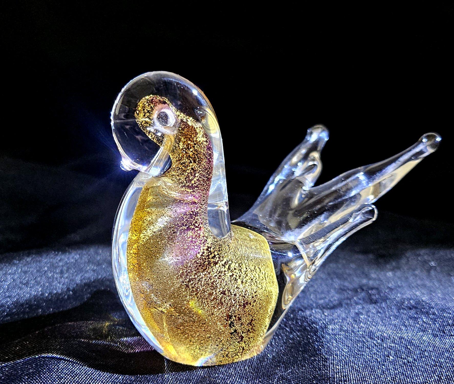 Vintage Murano Glass Bird with Gold Polveri, by Rubelli For Sale 2