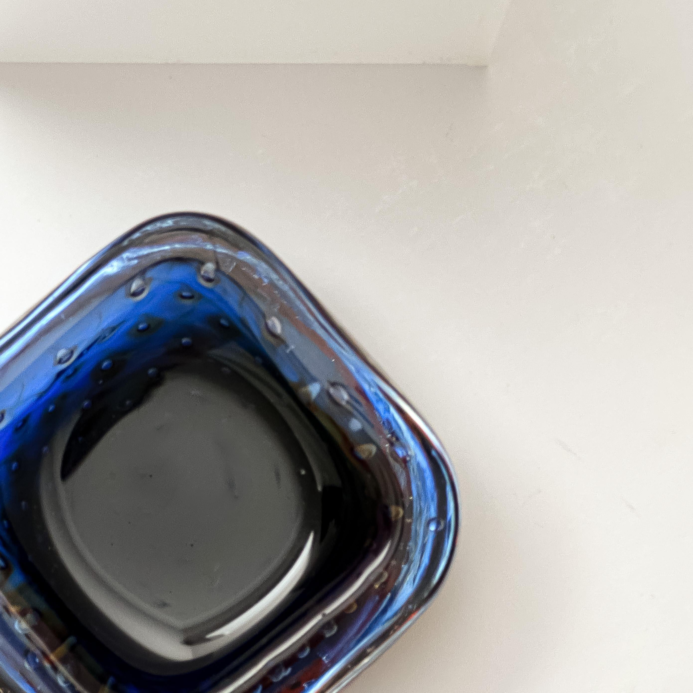 Bol en verre de Murano bleu ambré, années 1960, Italie, attribué à Fratelli Toso Bon état - En vente à Glasgow, GB