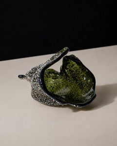 Vintage Murano Glass Bowl, Dark Green Organic Form by Murano, 1980s
