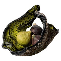Vintage Murano Glass Bowl, Dark Green Organic Form by Murano, 1980s