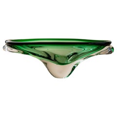 Vintage Murano Glass Bowl – Green Organic Vide Poche or Ashtray, Italy 1970s