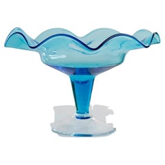 Vintage Murano Glass Bowl in Blue, Italy, 1980s