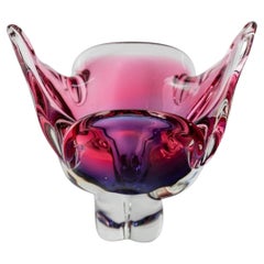 Vintage Murano Glass Bowl, Pink & Blue Organic Shape, Mid-Century Italy, 1970s