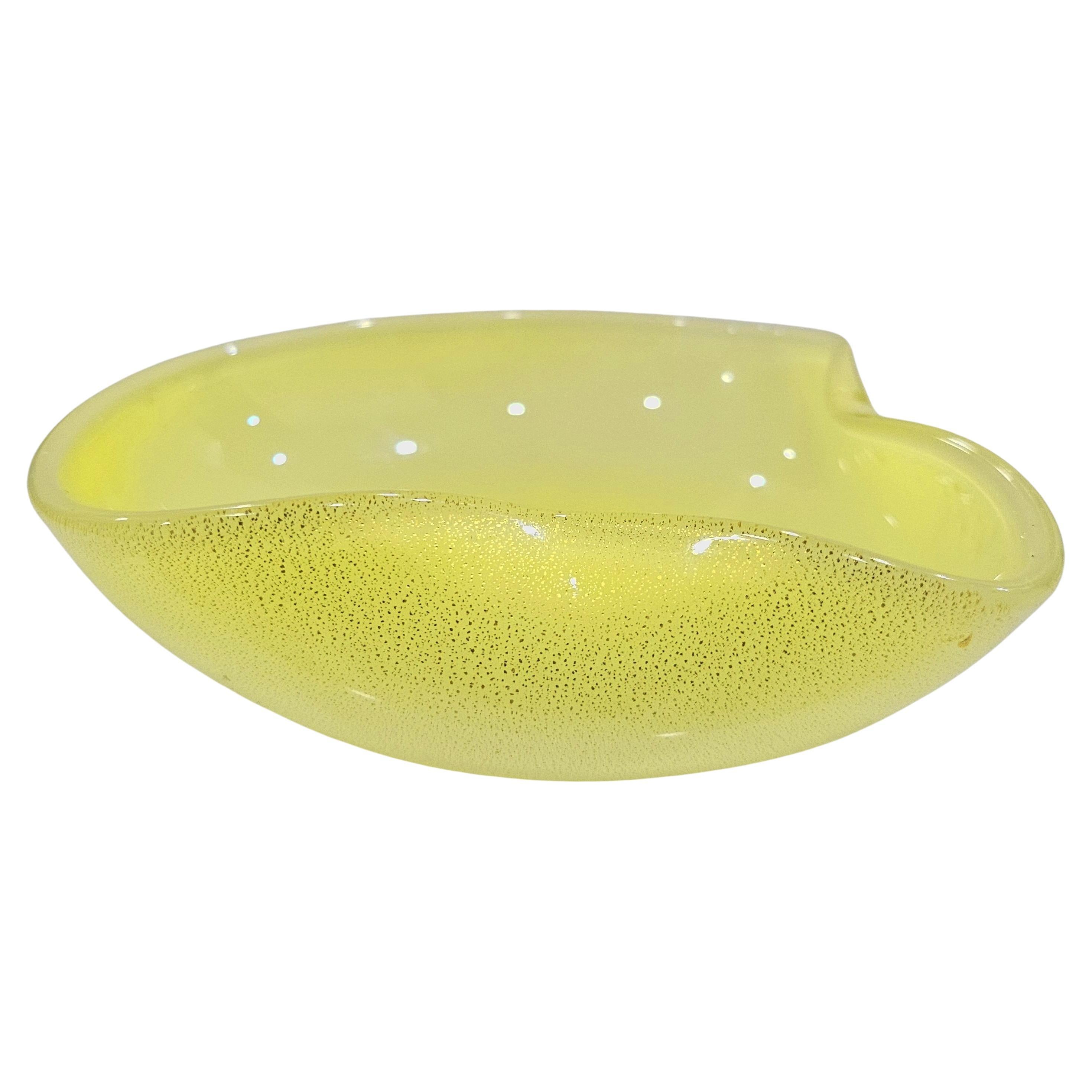 Vintage Murano Glass Bowl / Trinket Dish / Catch-All, Opaline w/ Gold Fleck For Sale