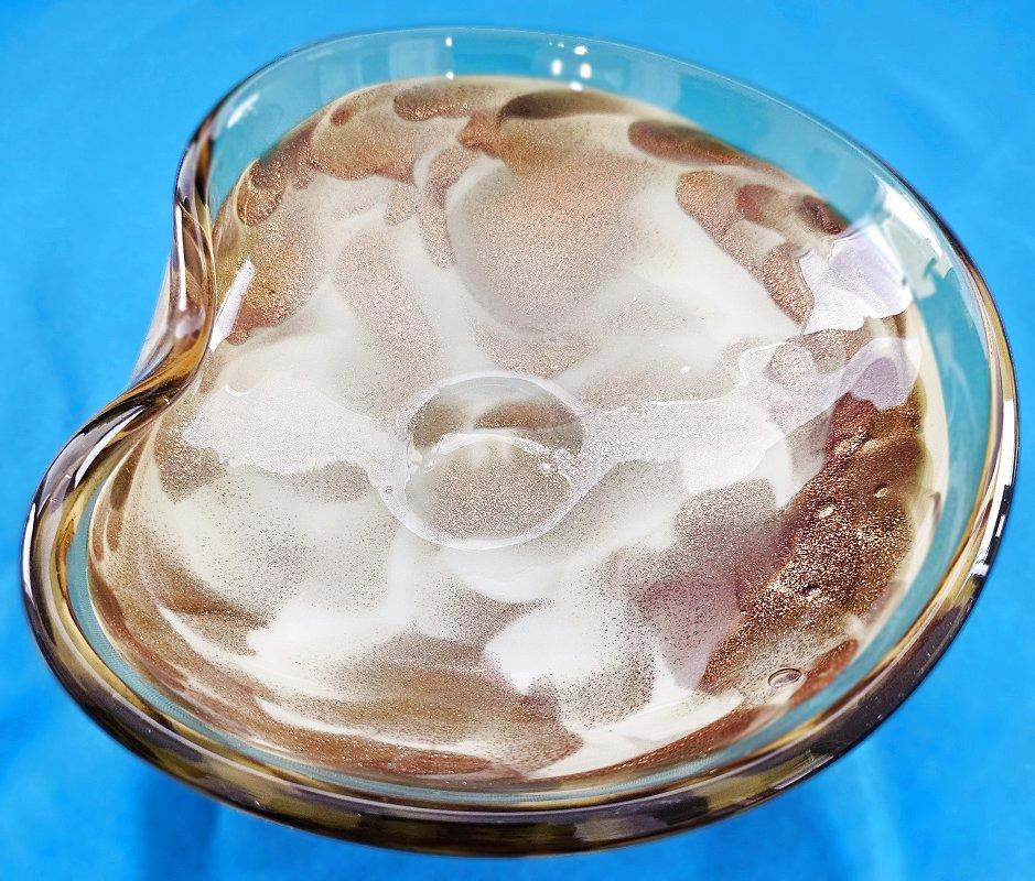 Other Vintage Murano Glass Bowl / Vide-Poche with Copper Aventurine For Sale