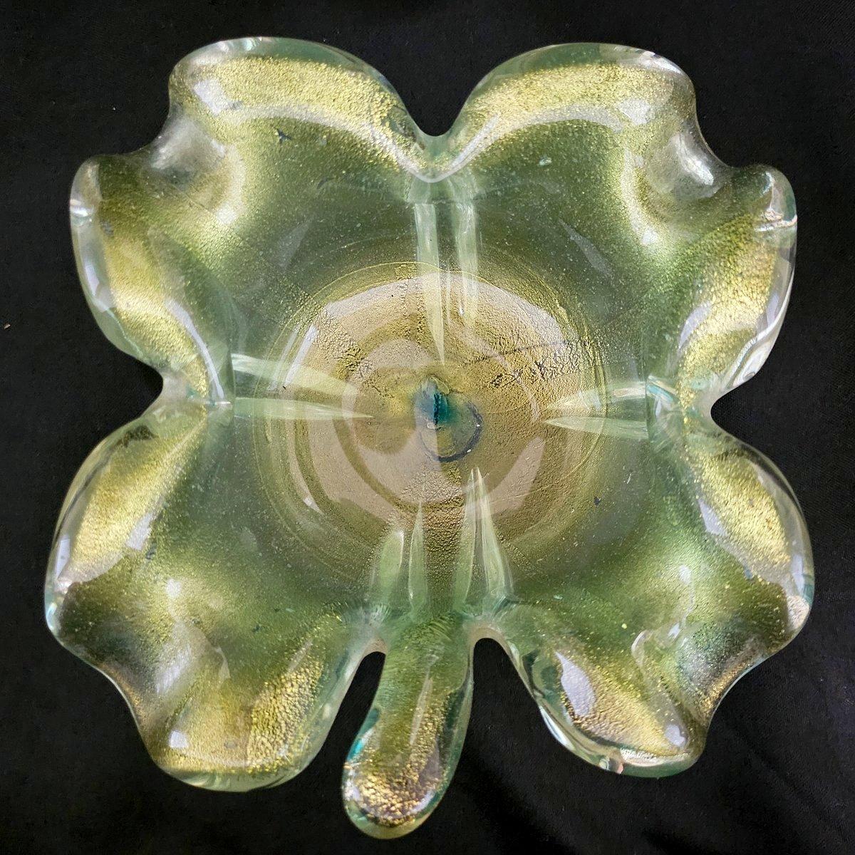 Vintage Murano Glass Bowl with Gold Polveri, Barovier & Toso (assumed)  For Sale 7