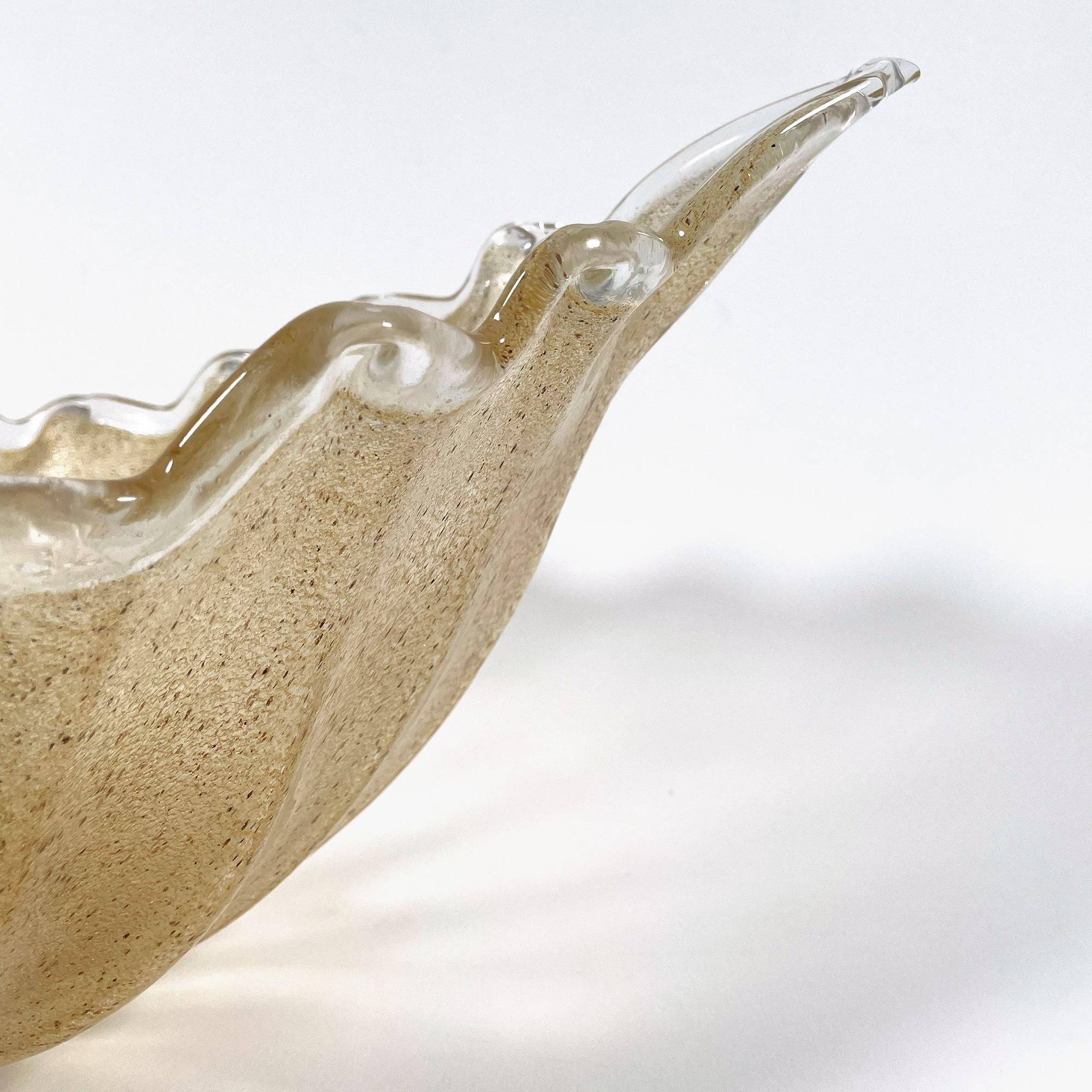Vintage Murano Glass Bowl with Gold Sandblasted Interior, 1970s For Sale 1