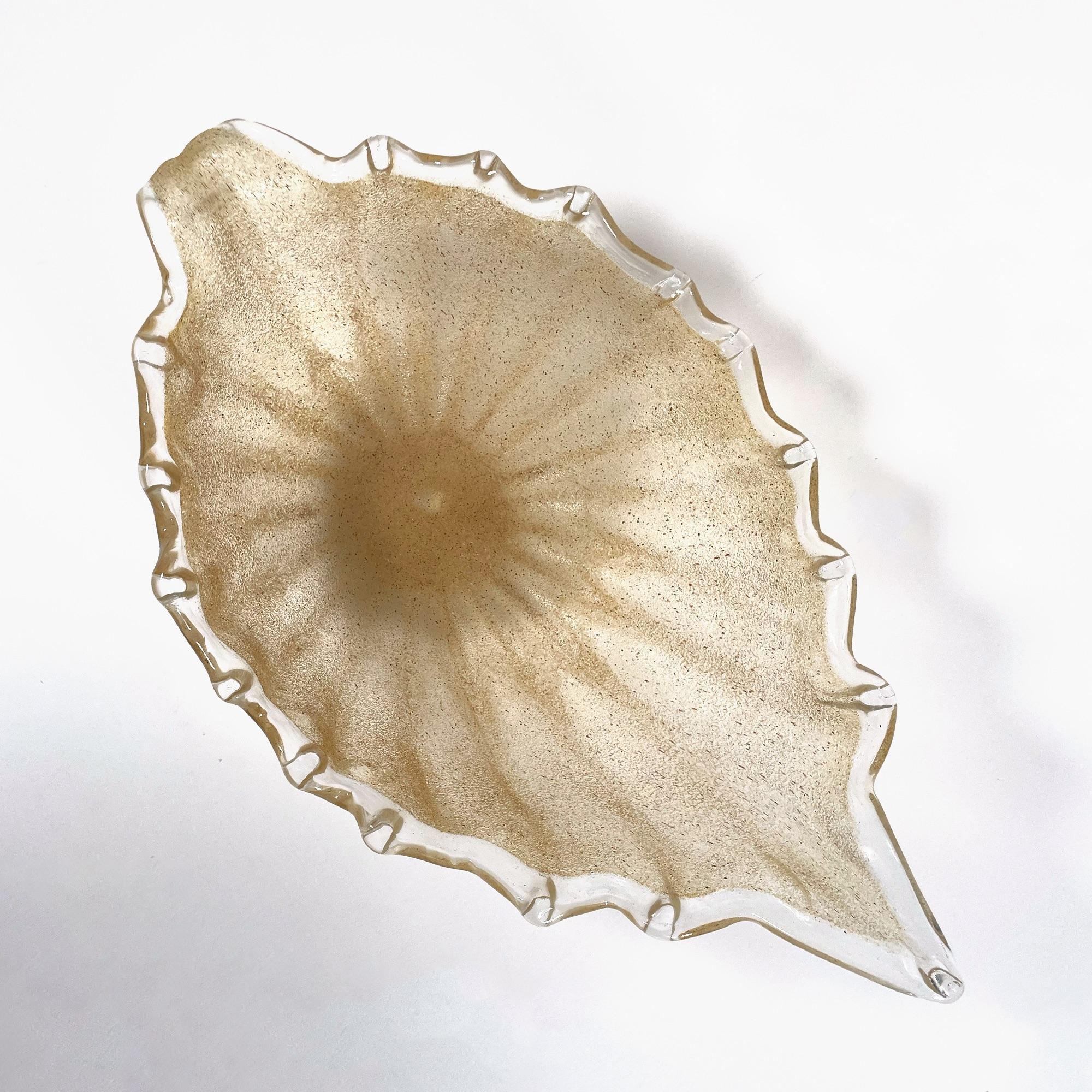Vintage Murano Glass Bowl with Gold Sandblasted Interior, 1970s For Sale 2