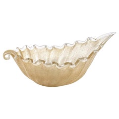 Vintage Murano Glass Bowl with Gold Sandblasted Interior, 1970s