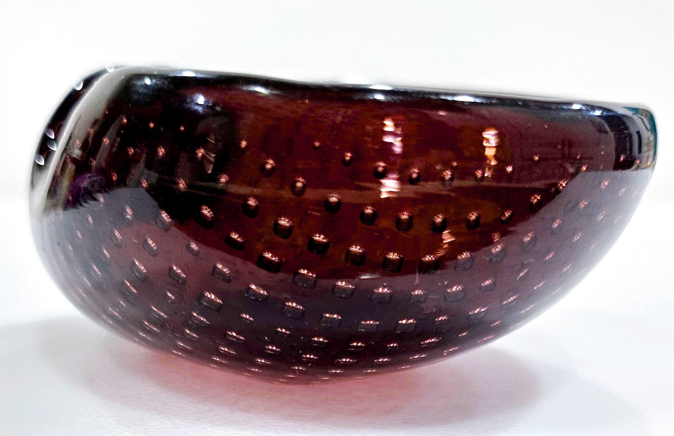 Vintage Murano Glass Bullicante Shell Bowl by Archimede Seguso For Sale 3