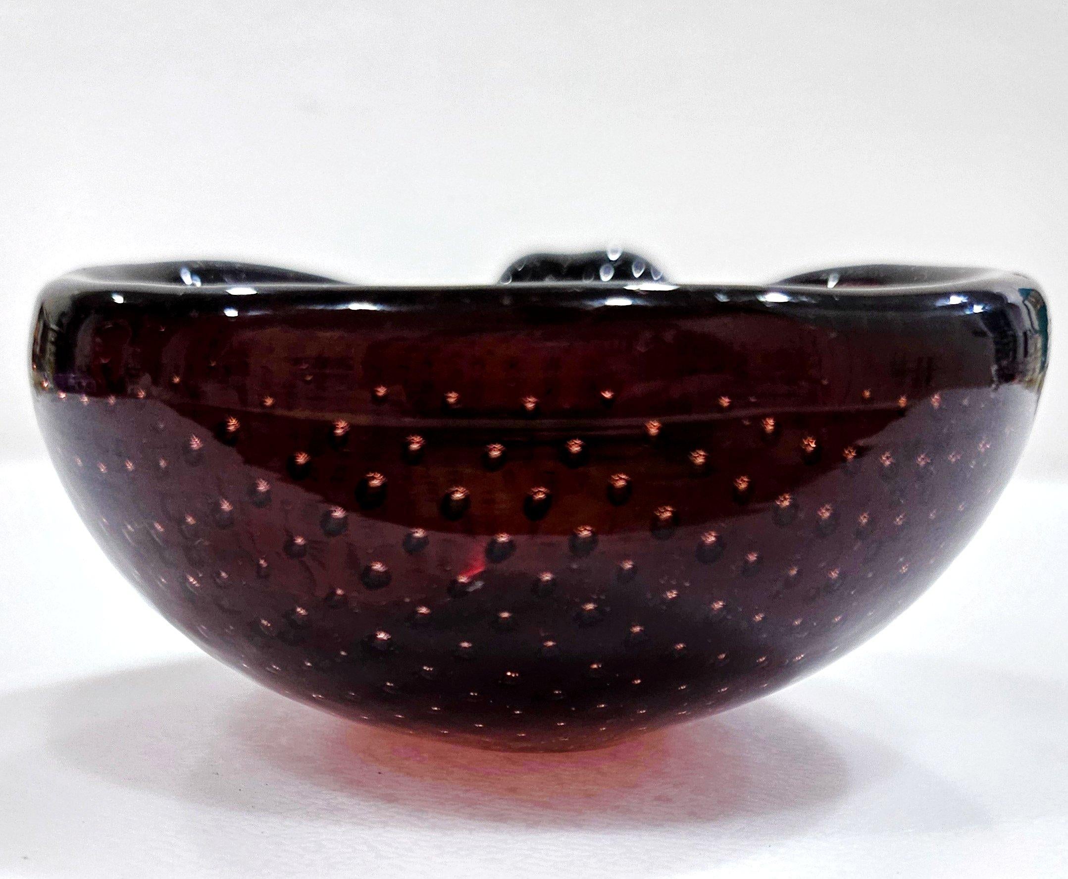 Vintage Murano Glass Bullicante Shell Bowl by Archimede Seguso For Sale 4