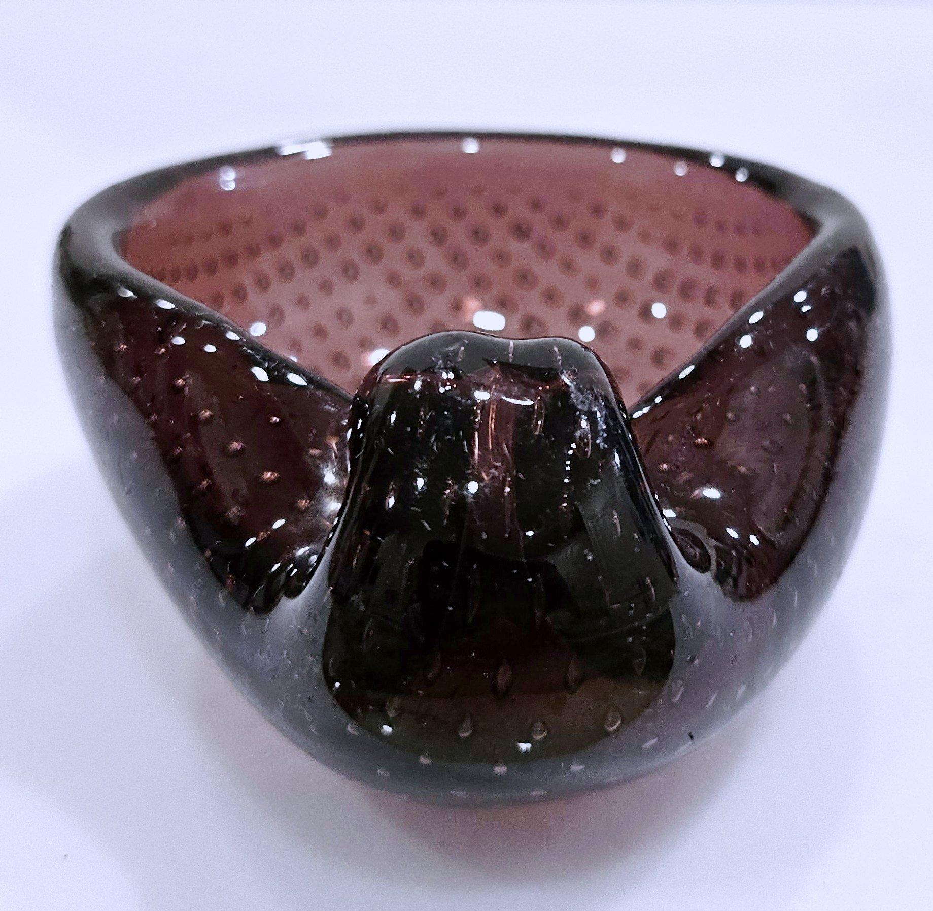 Italian Vintage Murano Glass Bullicante Shell Bowl by Archimede Seguso For Sale