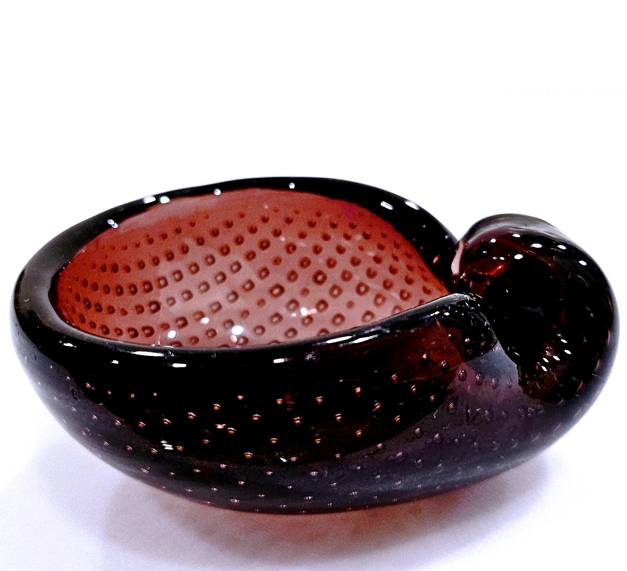 Vintage Murano Glass Bullicante Shell Bowl by Archimede Seguso In Good Condition For Sale In Warrenton, OR