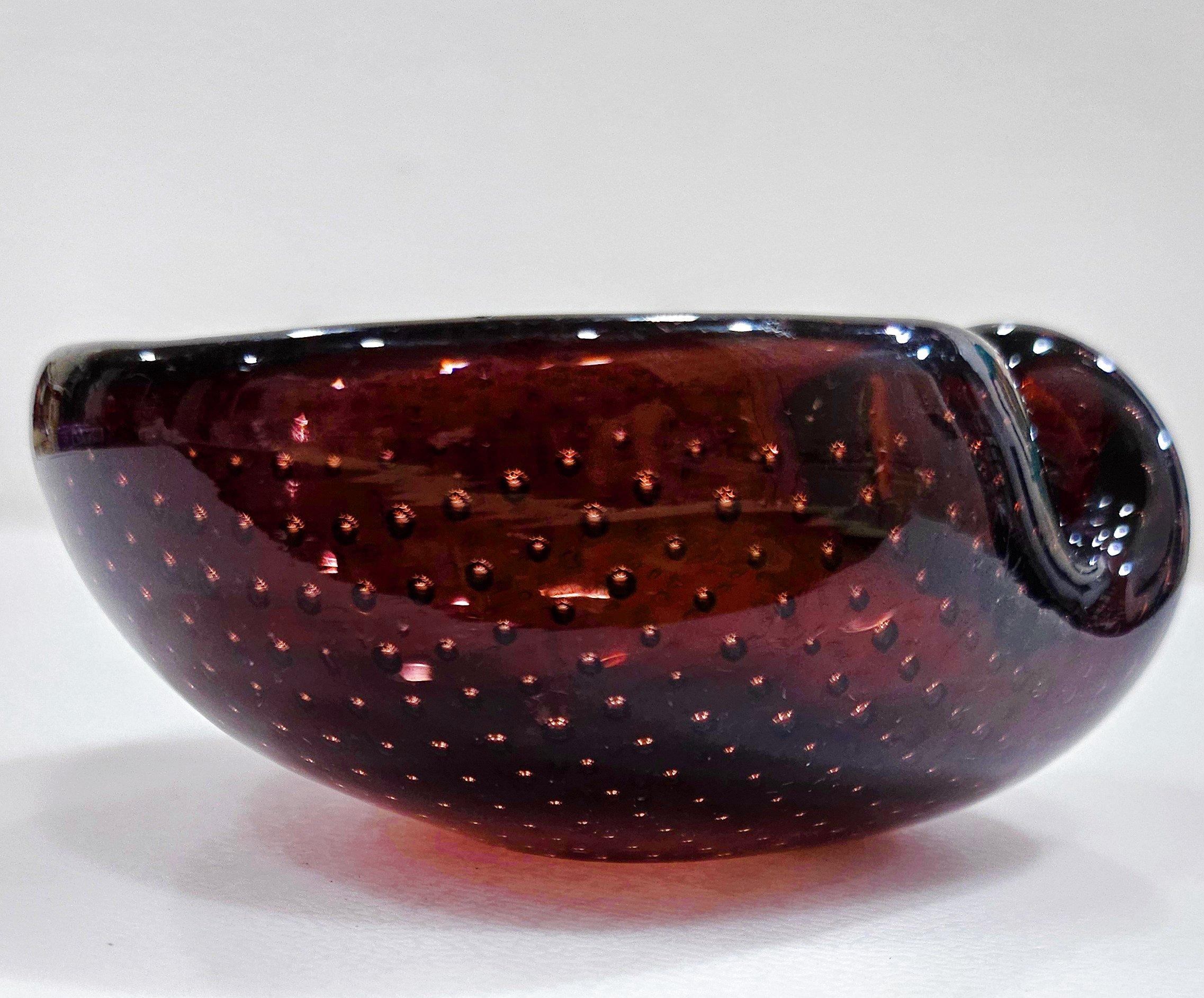 Vintage Murano Glass Bullicante Shell Bowl by Archimede Seguso For Sale 1
