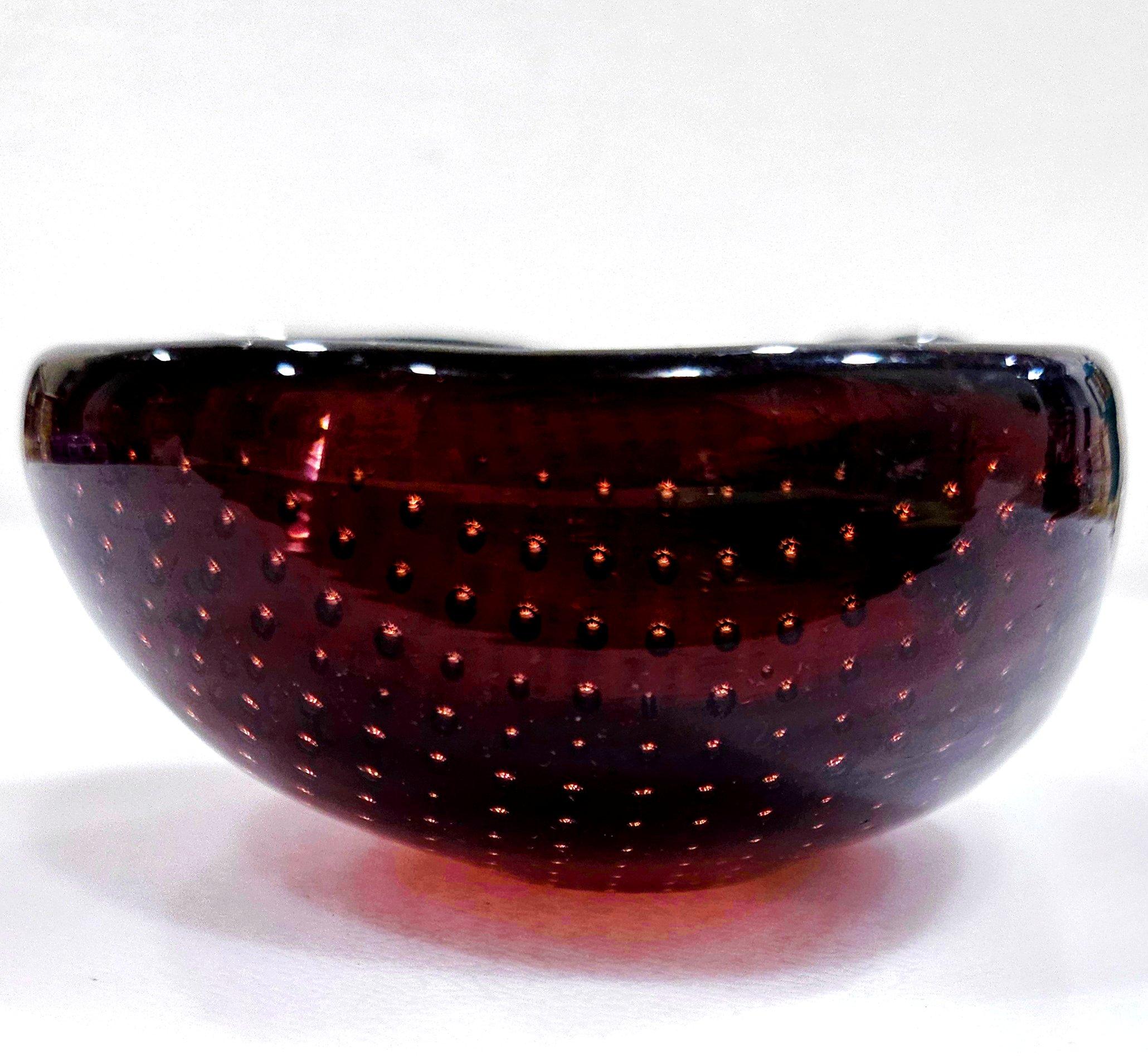 Vintage Murano Glass Bullicante Shell Bowl by Archimede Seguso For Sale 2