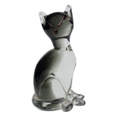 Chat en verre de Murano vintage par Carlo Moretti, années 1980