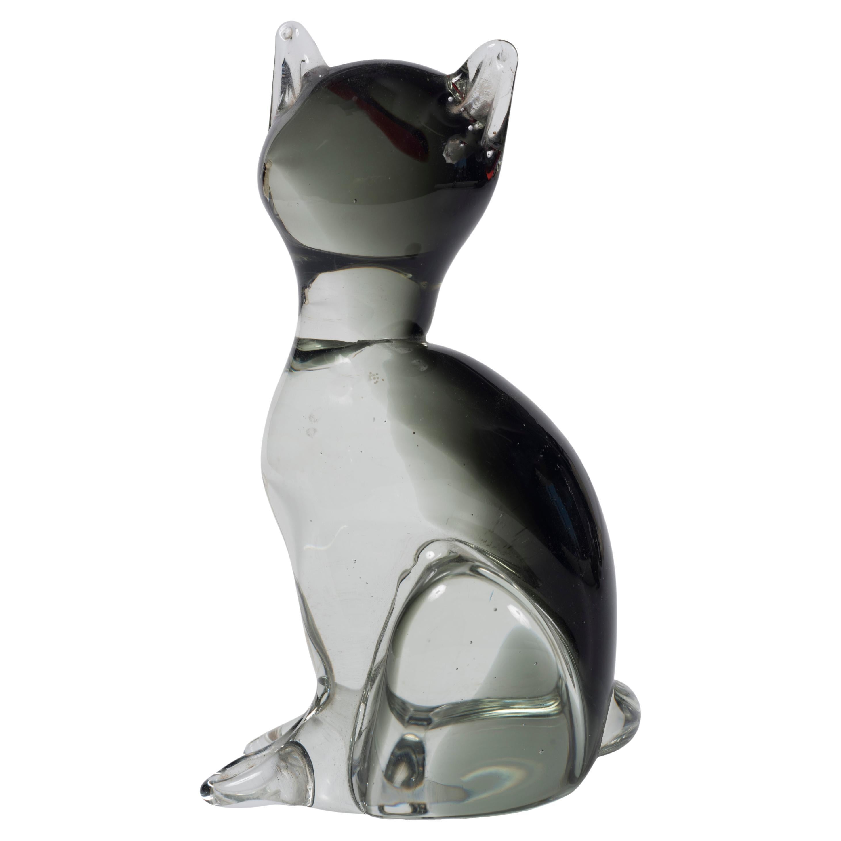 Muranoglas-Katze von Carlo Moretti, 1980er Jahre