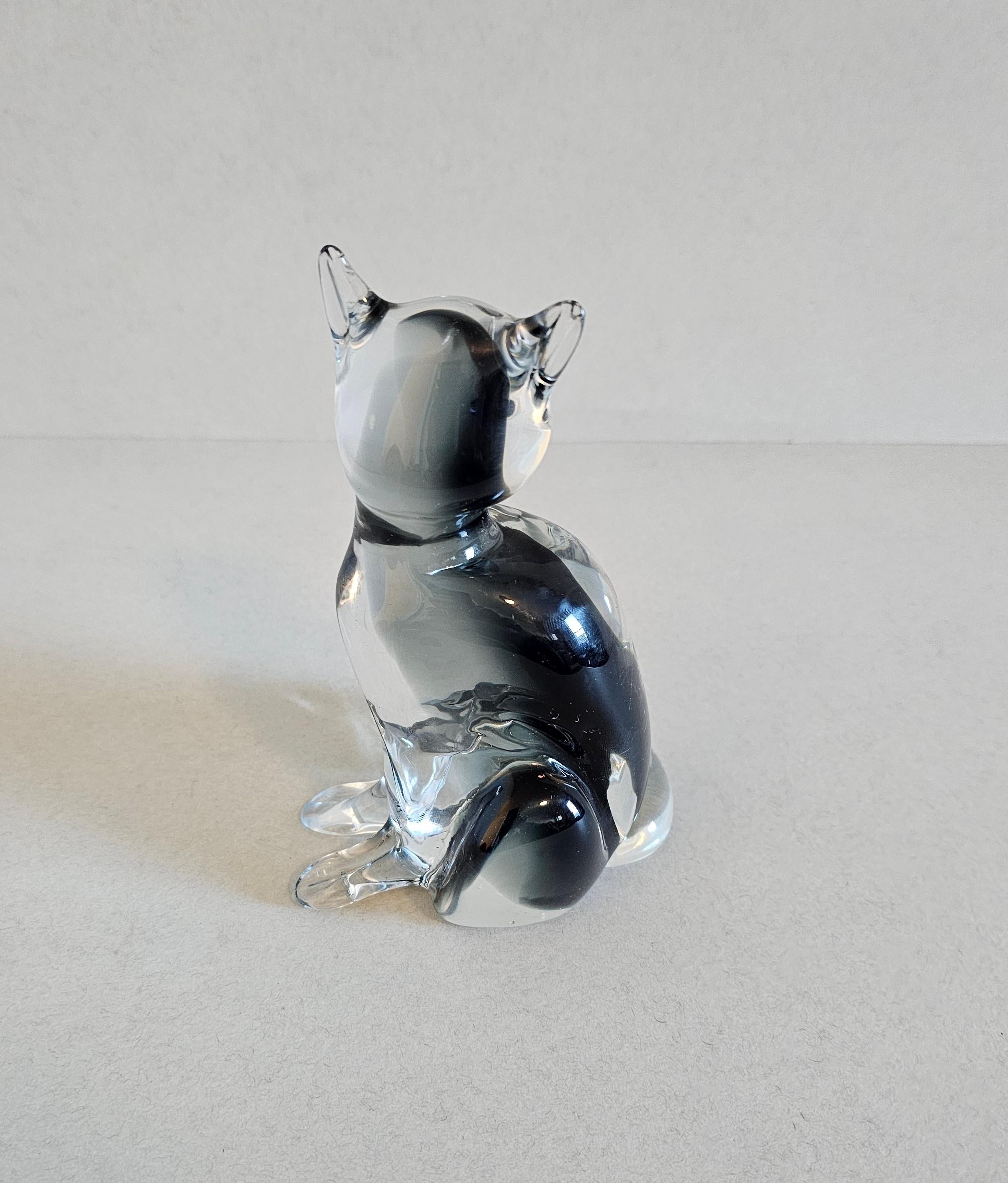 Vintage Murano Glass Cat Figurine by Carlo Moretti  In Good Condition For Sale In Forney, TX