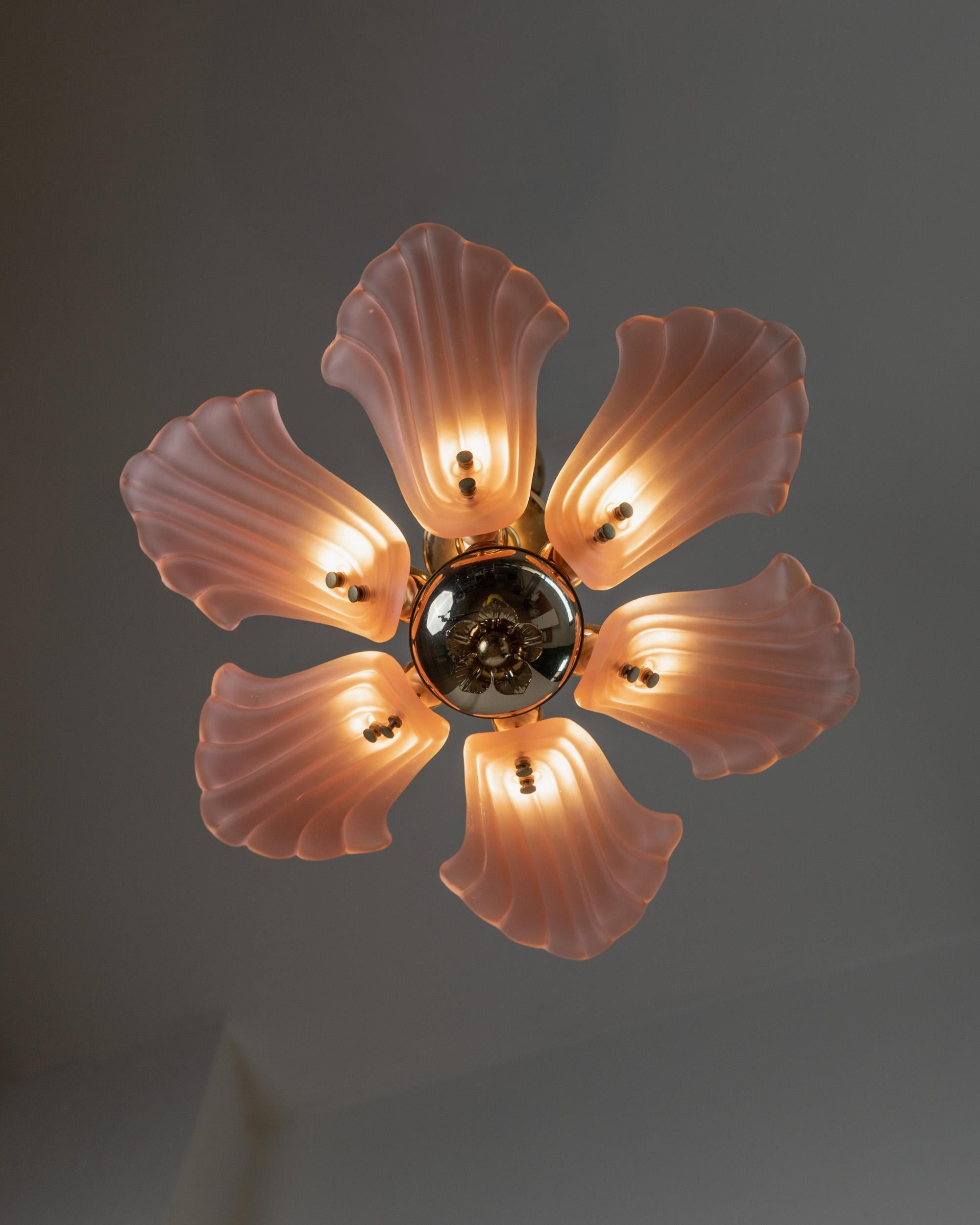 Art Déco Lampada da soffitto in vetro di Murano d'epoca - Forma di fiore, rosa, Design Italia anni '60 in vendita