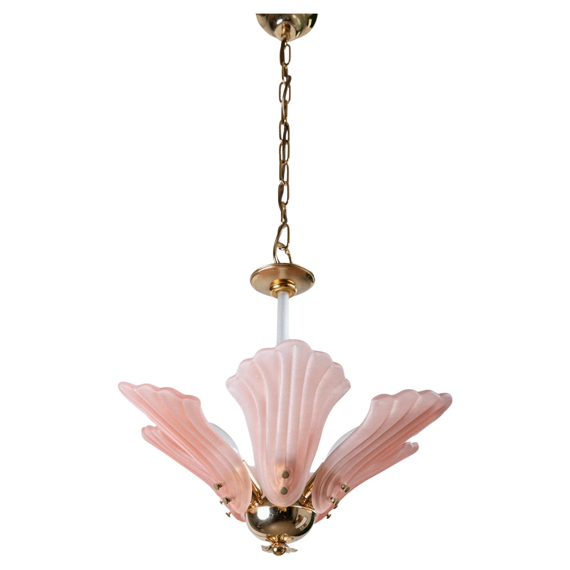 Lampada da soffitto in vetro di Murano d'epoca - Forma di fiore, rosa, Design Italia anni '60 in vendita