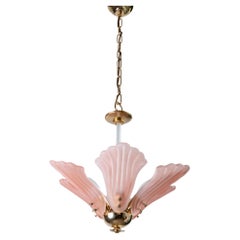 Vintage Murano Glass Ceiling Lamp - Flower Shape, Pink, Design Italy 1960s