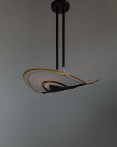 Vintage Murano Glass Ceiling Light - White and Yellow Glass Italy 1980s