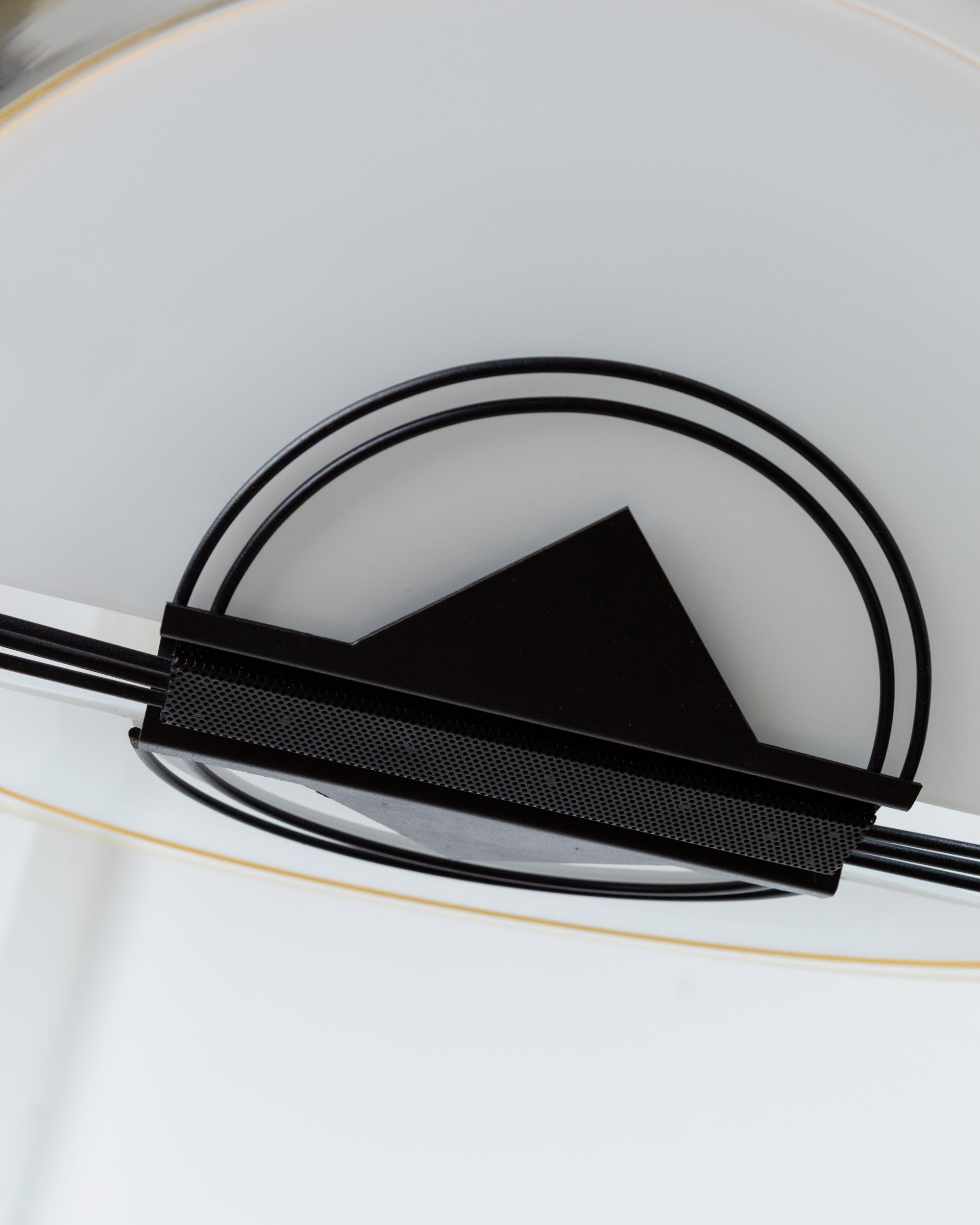 Lámpara de techo vintage de cristal de Murano - Cristal blanco y amarillo Italia Años 80 Italiano en venta