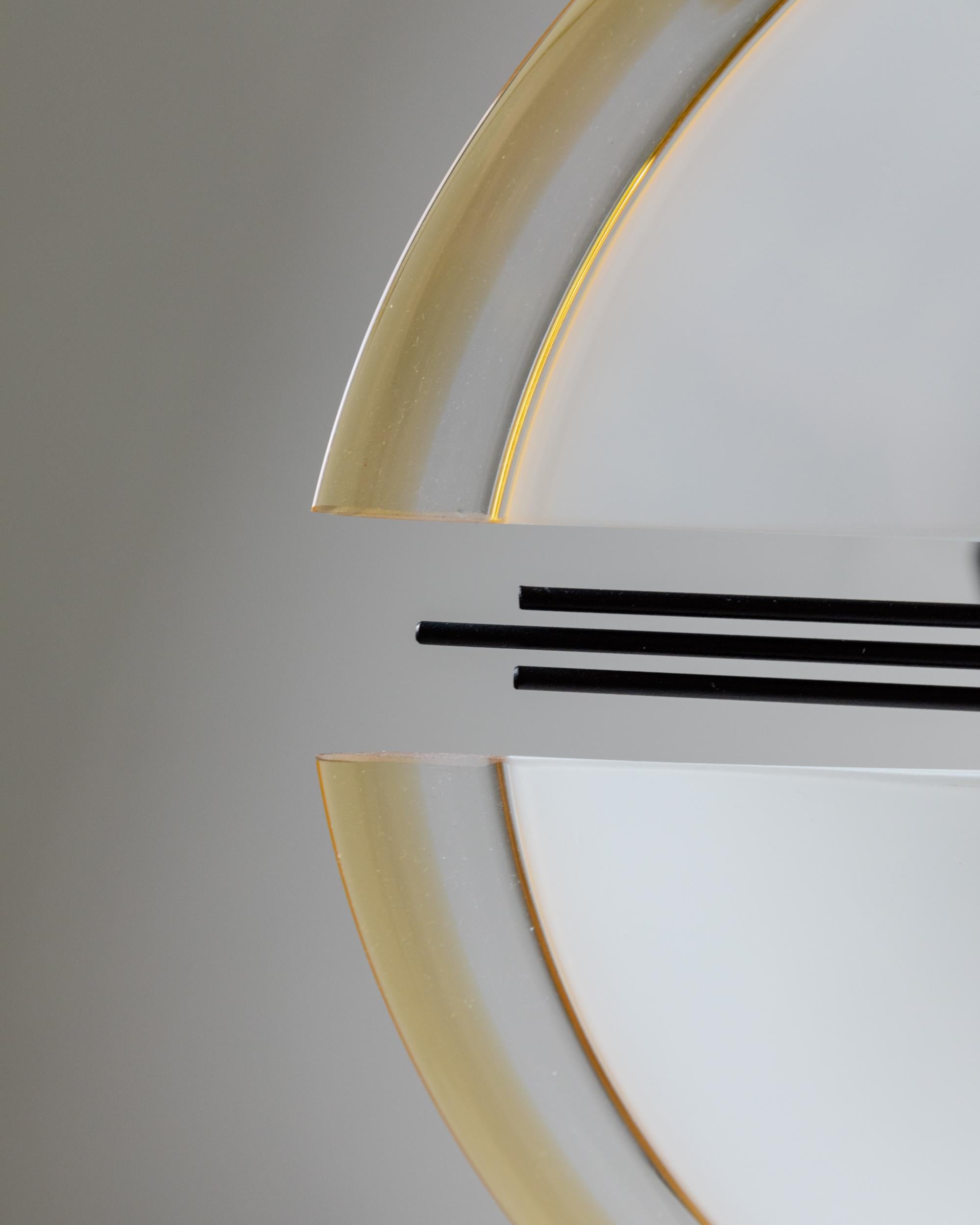 Lámpara de techo vintage de cristal de Murano - Cristal blanco y amarillo Italia Años 80 en Excelente estado para la venta en Montecalvoli, IT