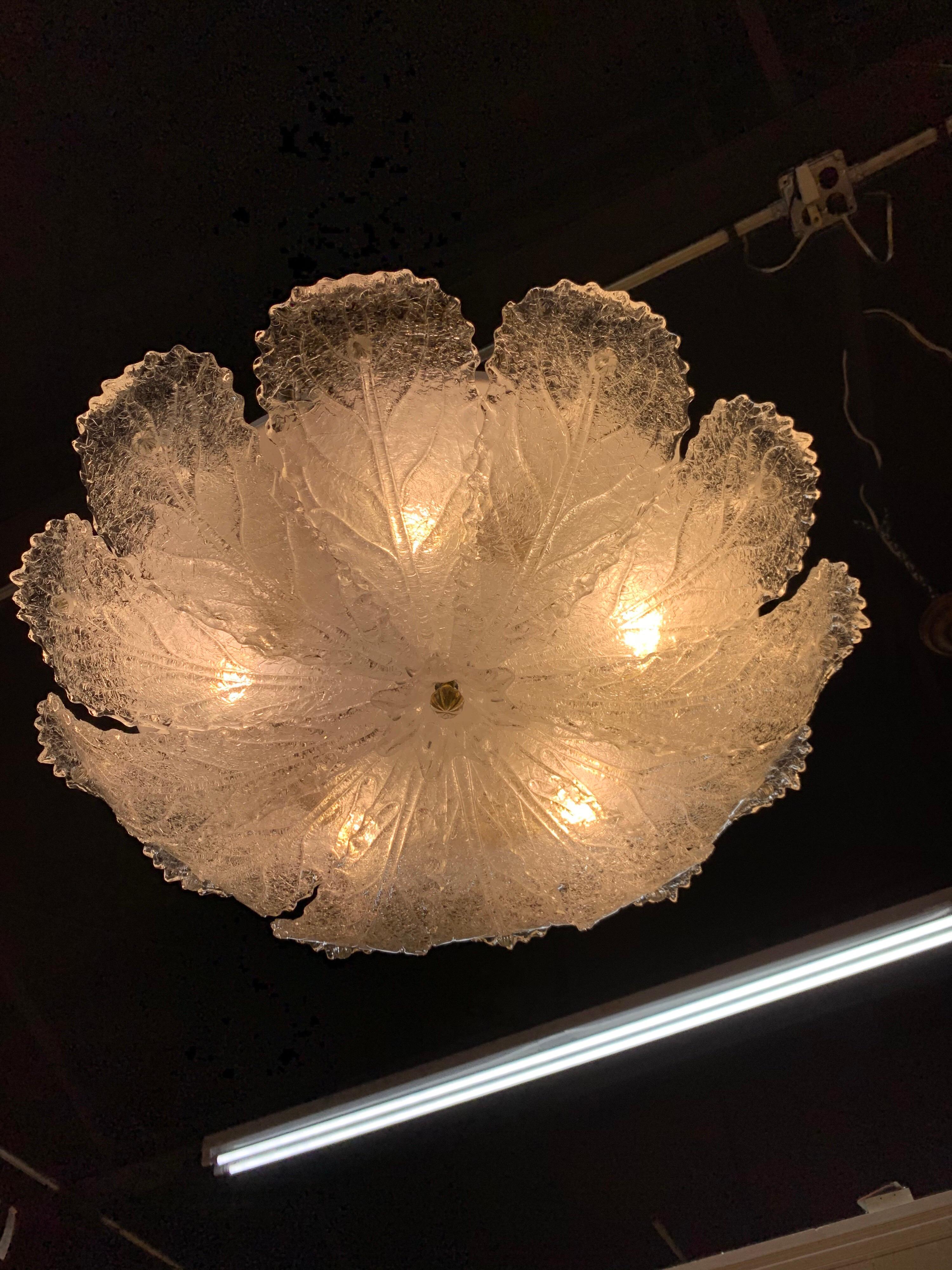 Vintage Murano Glass Ceiling Mount Chandelier For Sale 1