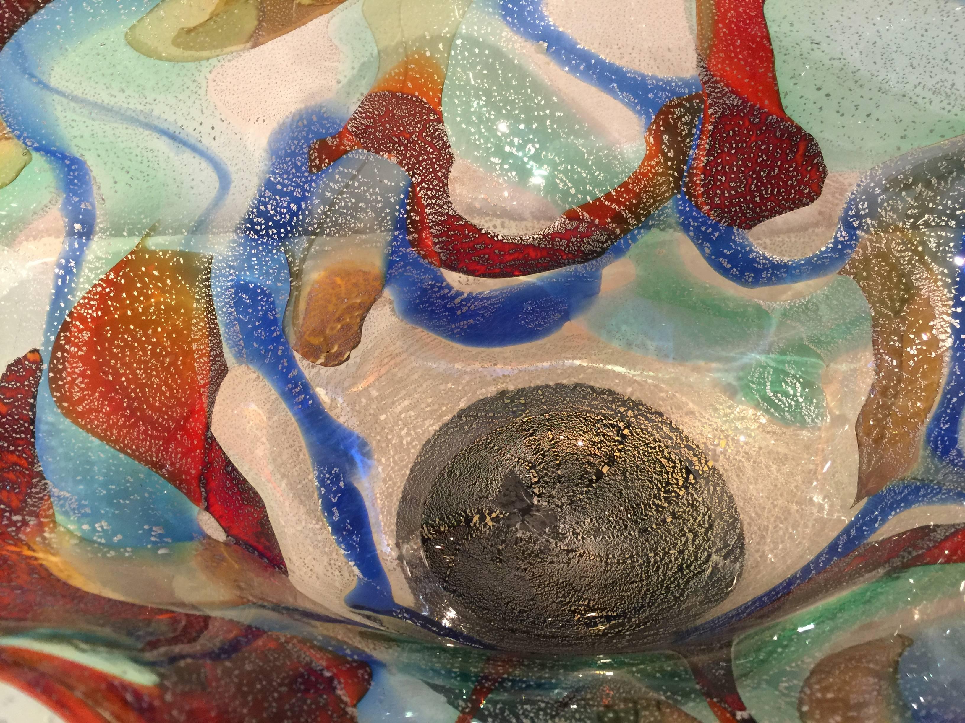 Vintage Murano Glass Centerpiece Bowl by Sergio Costantini In Good Condition In West Palm Beach, FL