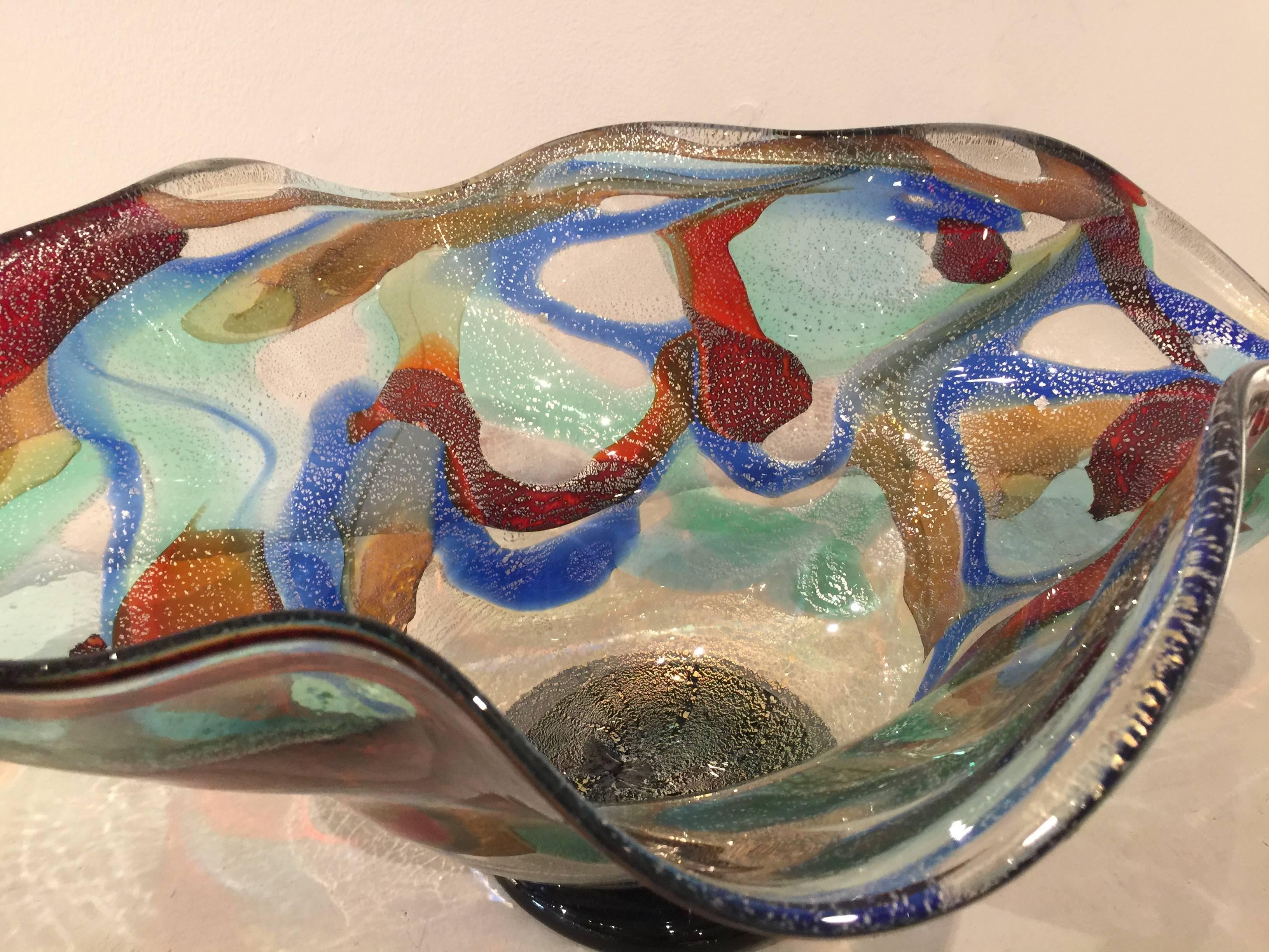 Modern Vintage Murano Glass Centerpiece Bowl by Sergio Costantini