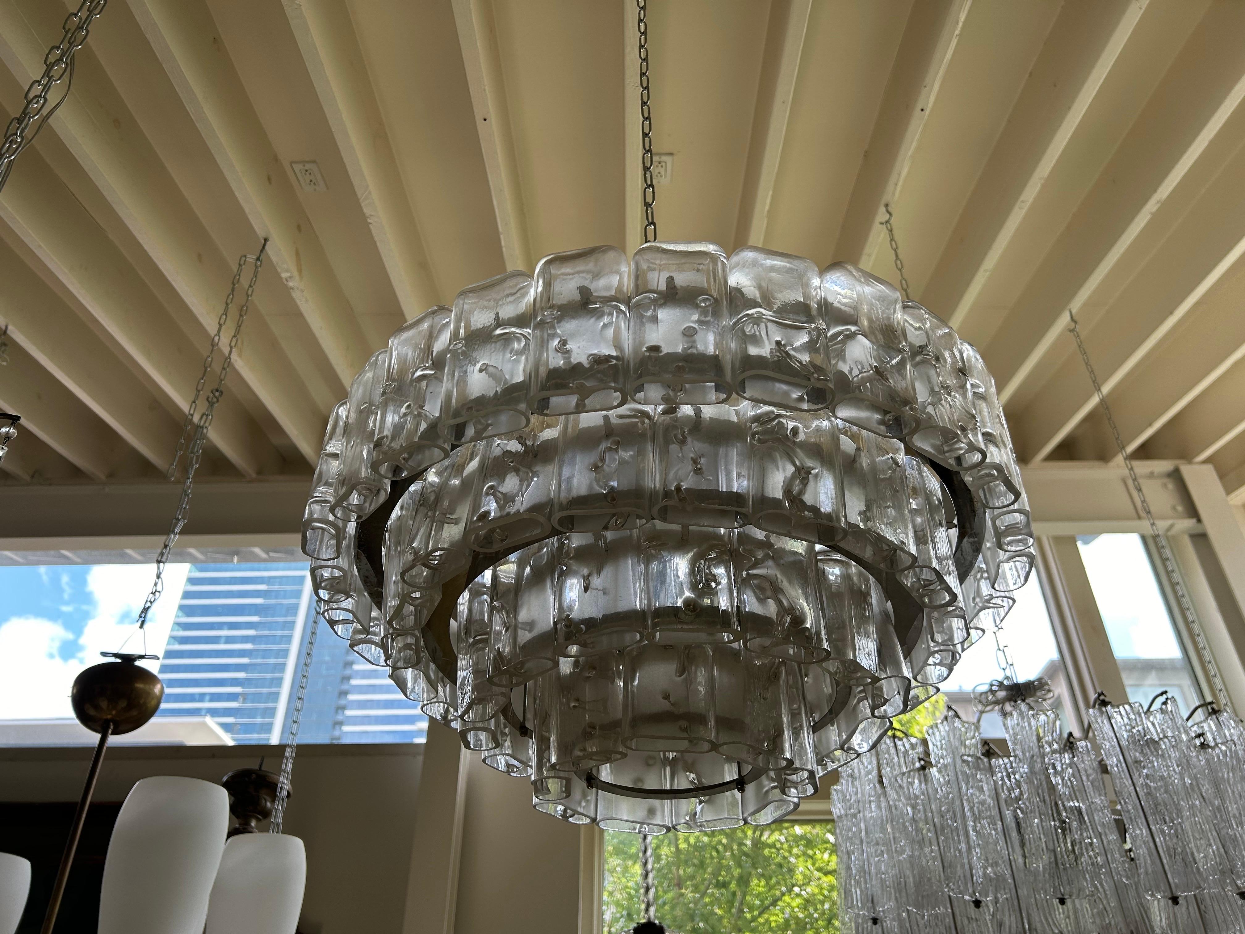 Italian Vintage Murano Glass Chandelier by Carlo Nason for Mazzega For Sale