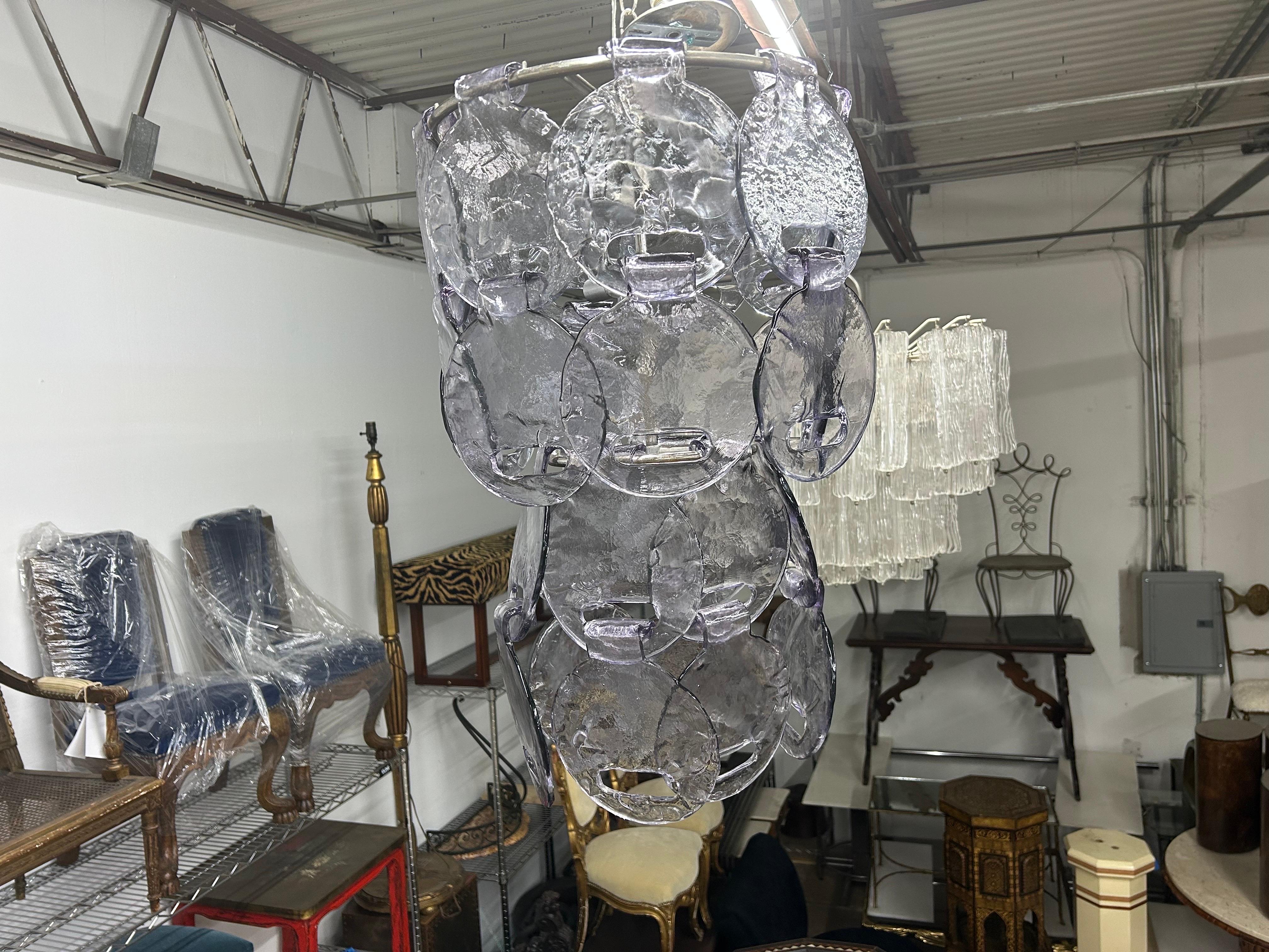 Late 20th Century Vintage Murano Glass Chandelier By Carlo Nason For Mazzega For Sale