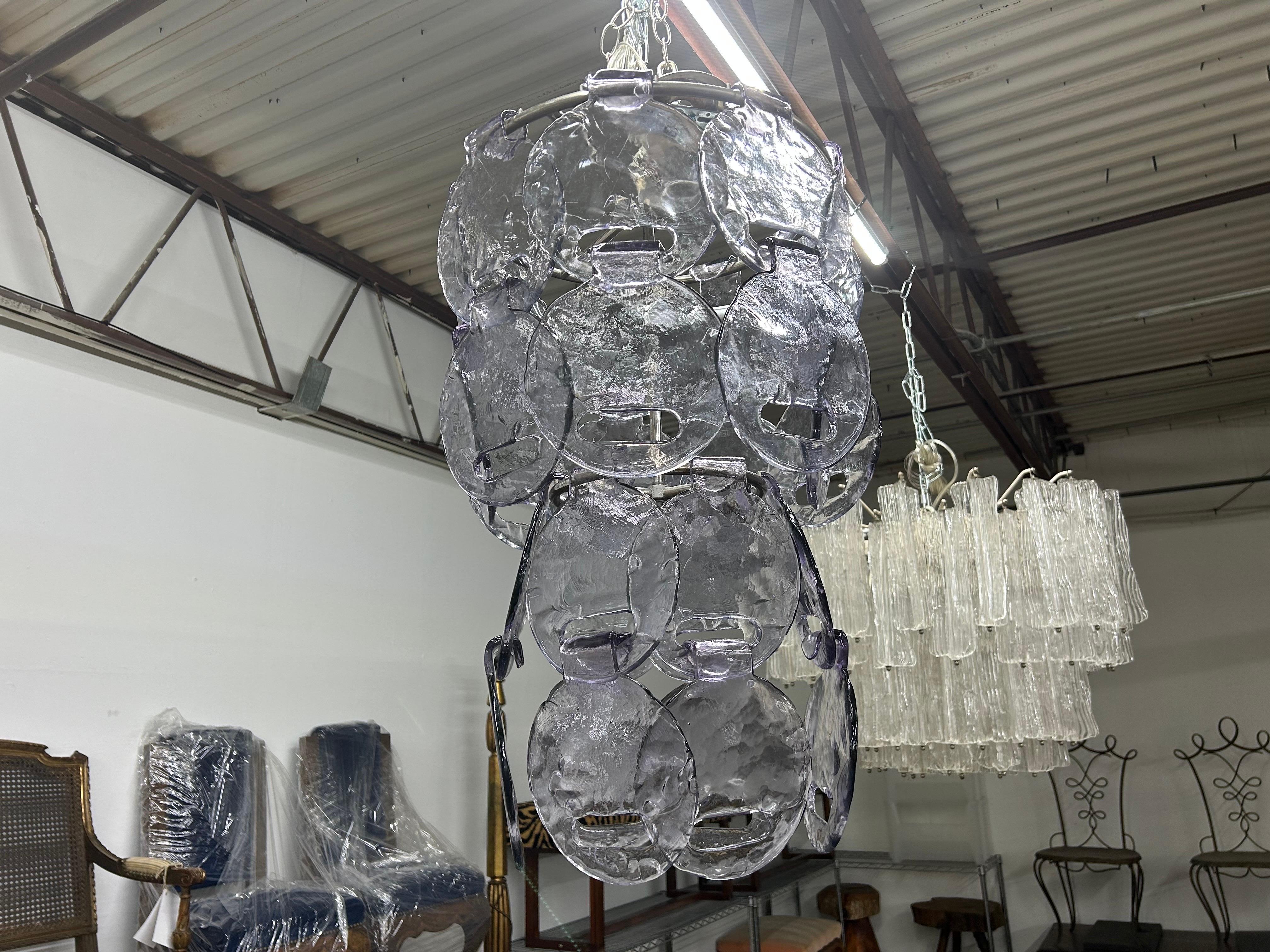 Chrome Vintage Murano Glass Chandelier By Carlo Nason For Mazzega For Sale