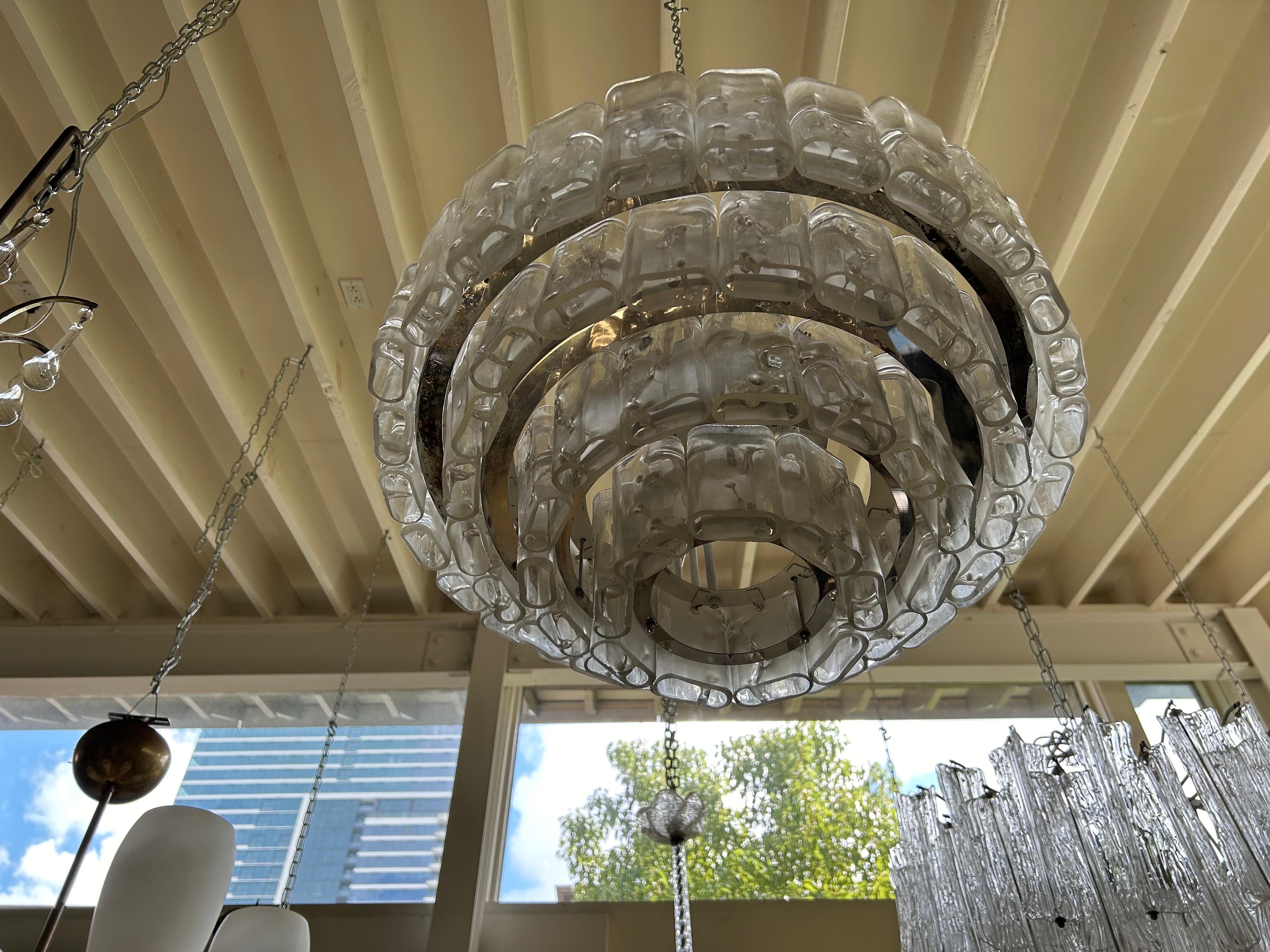 Blown Glass Vintage Murano Glass Chandelier by Carlo Nason for Mazzega For Sale