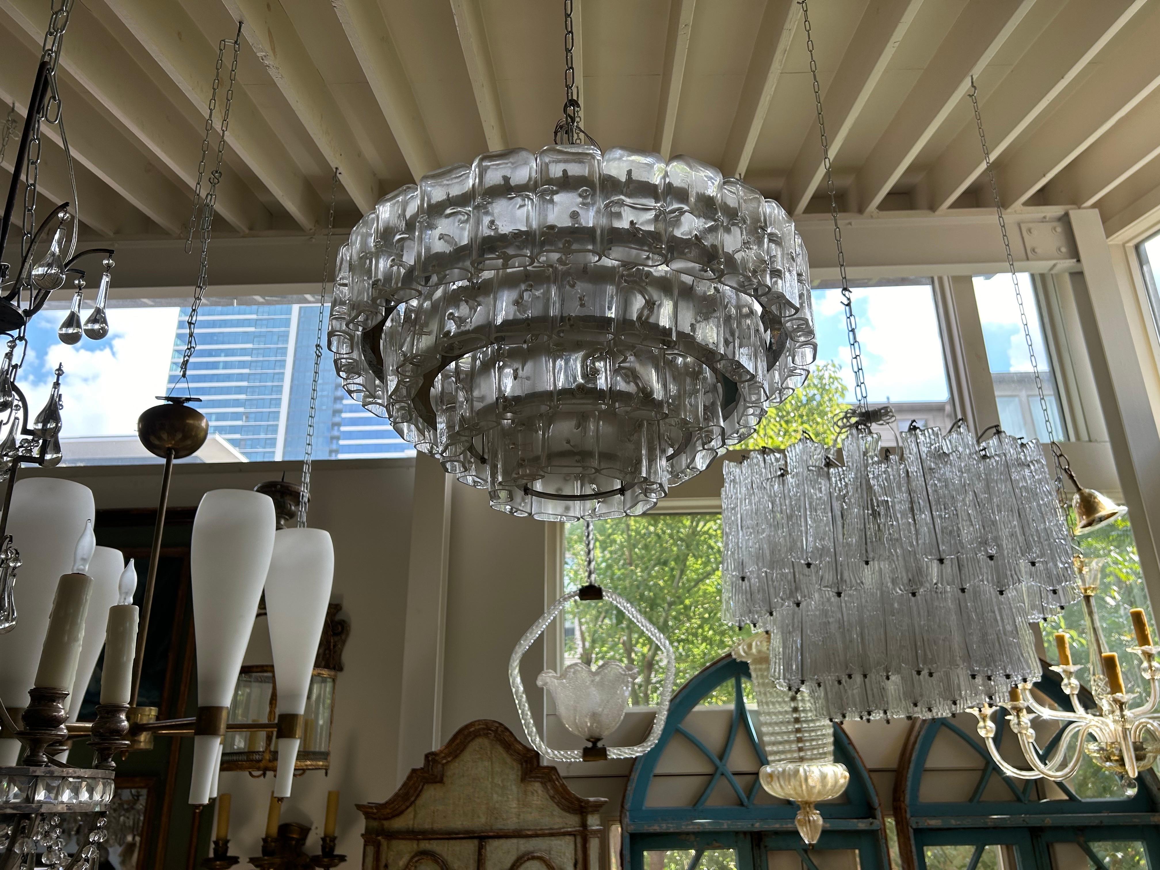 Vintage Murano Glass Chandelier by Carlo Nason for Mazzega For Sale 1