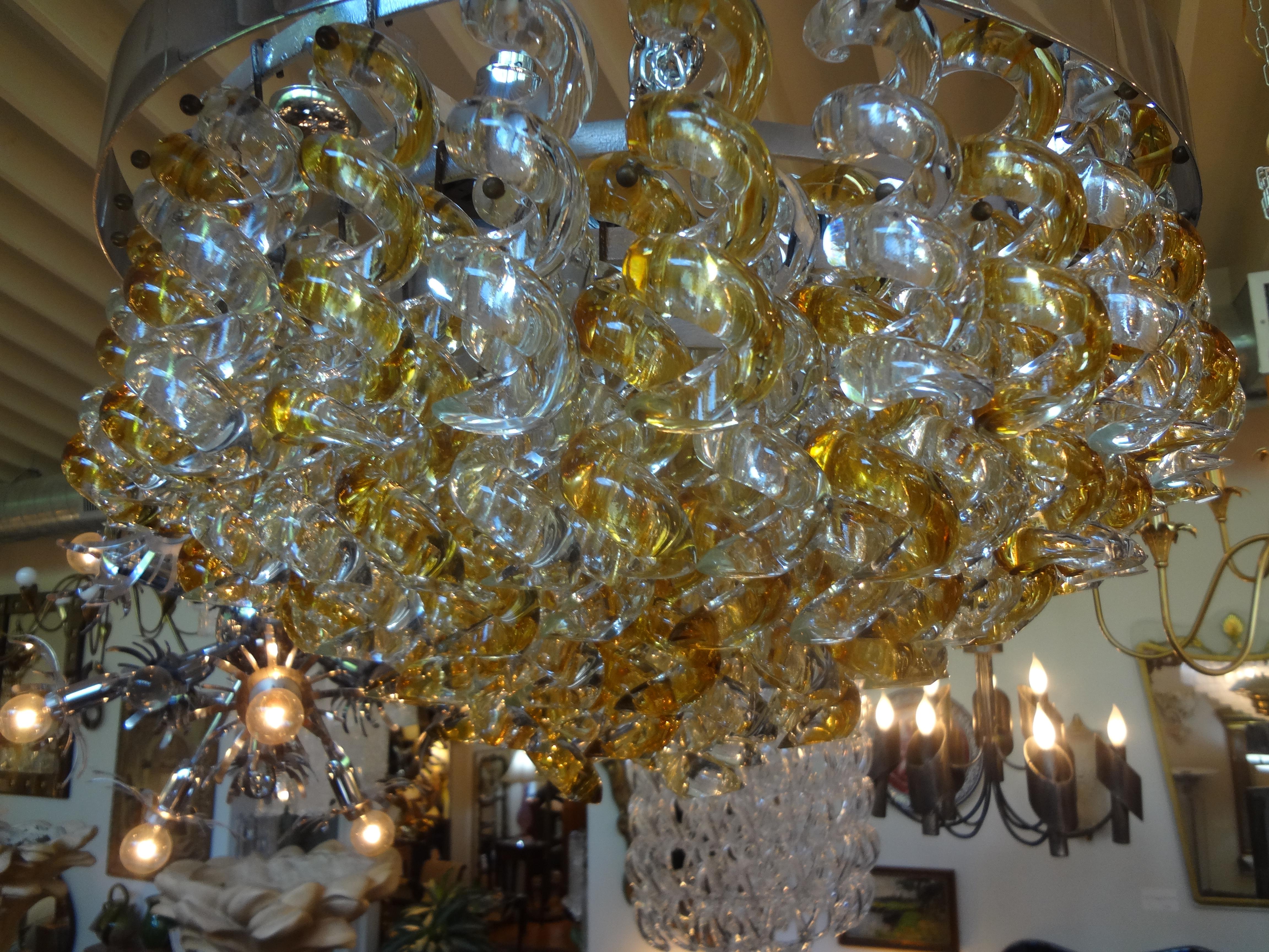 Murano Glass Vintage Murano Chandelier by Mazzega For Sale