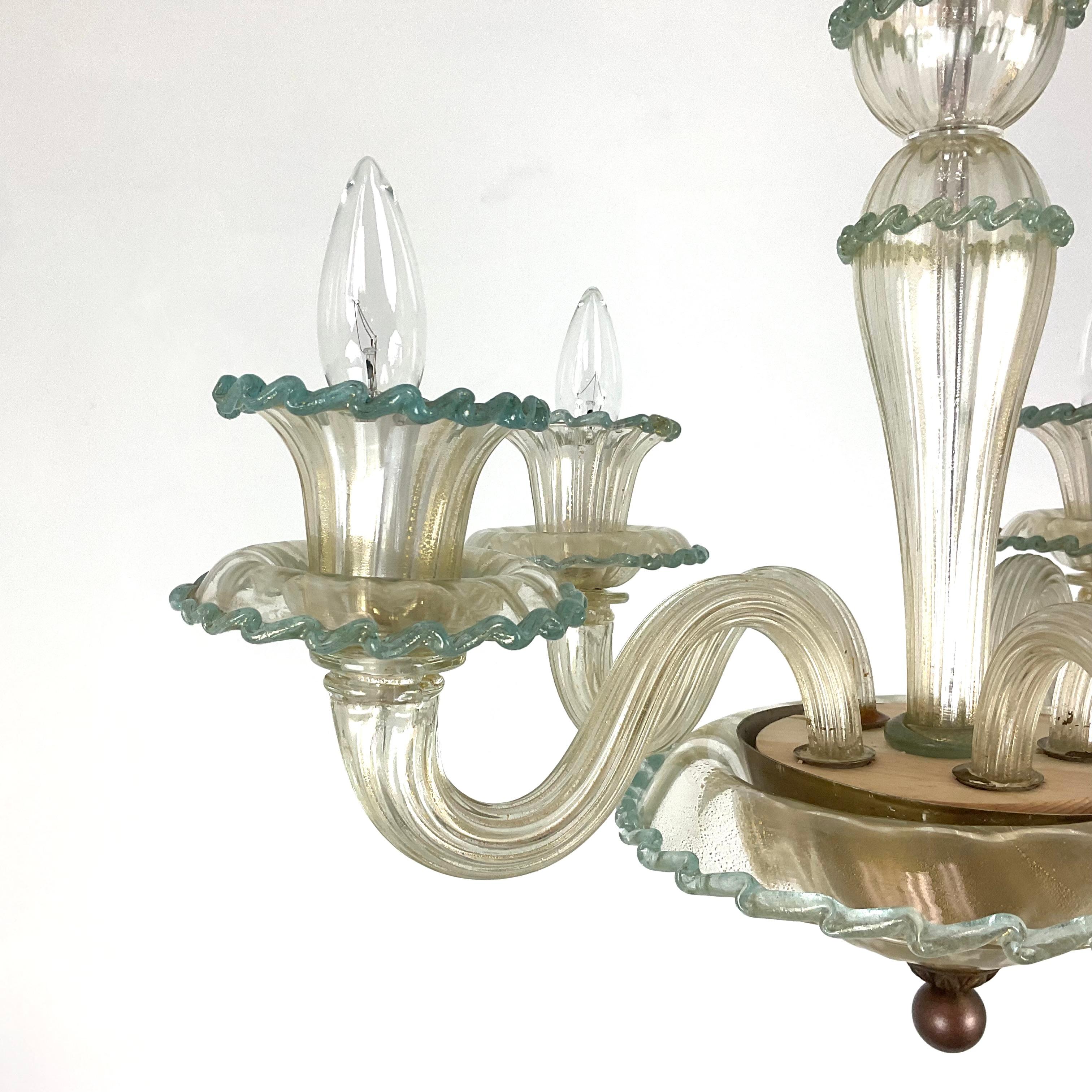 Hand-Crafted Vintage Murano Glass Chandelier For Sale