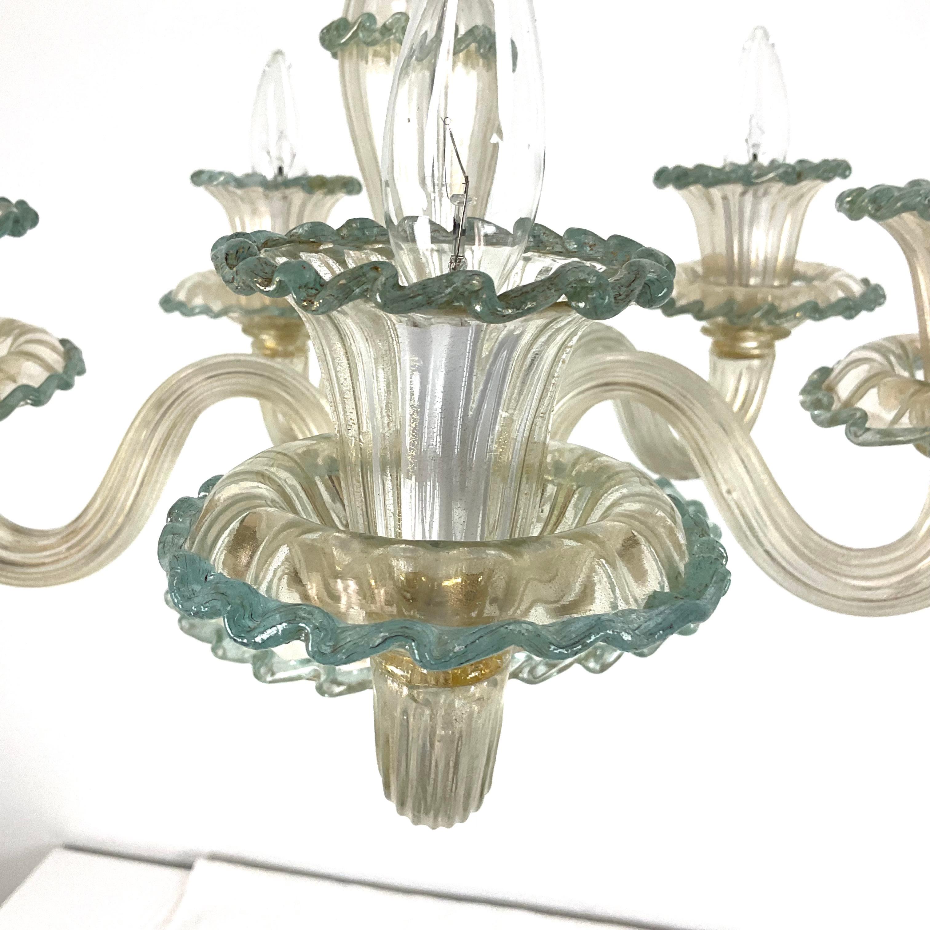 Vintage Murano Glass Chandelier In Good Condition For Sale In West Palm Beach, FL