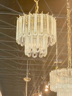 Vintage Murano Glass Chandelier Italian Brass Cage