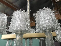 Vintage Murano Glass Chandelier w/ Rostrato Glass by Barovier e Toso, 1950s