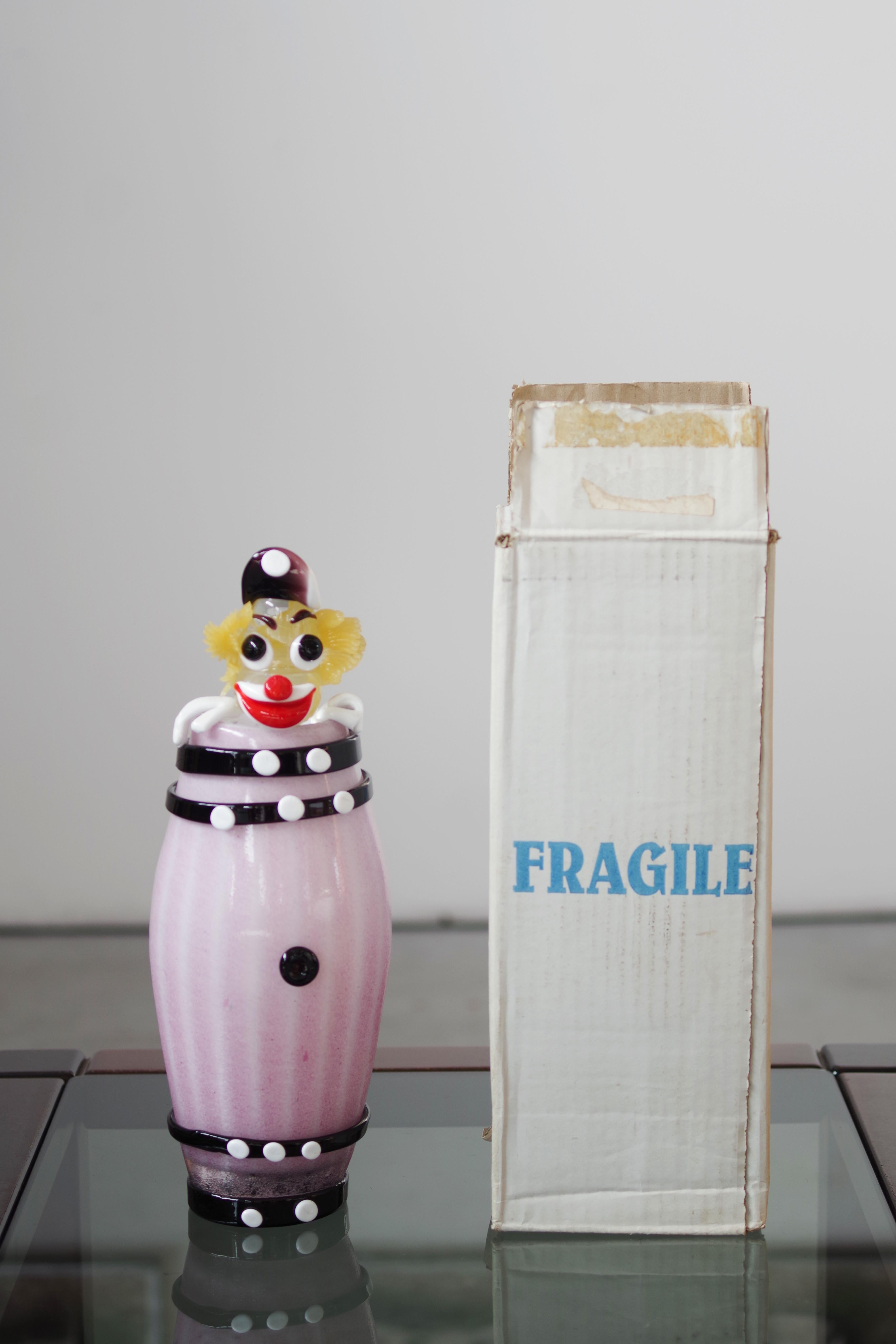 Verre Sculpture Clown en verre de Murano - 1990/2000s Collectible Art Piece, New in en vente