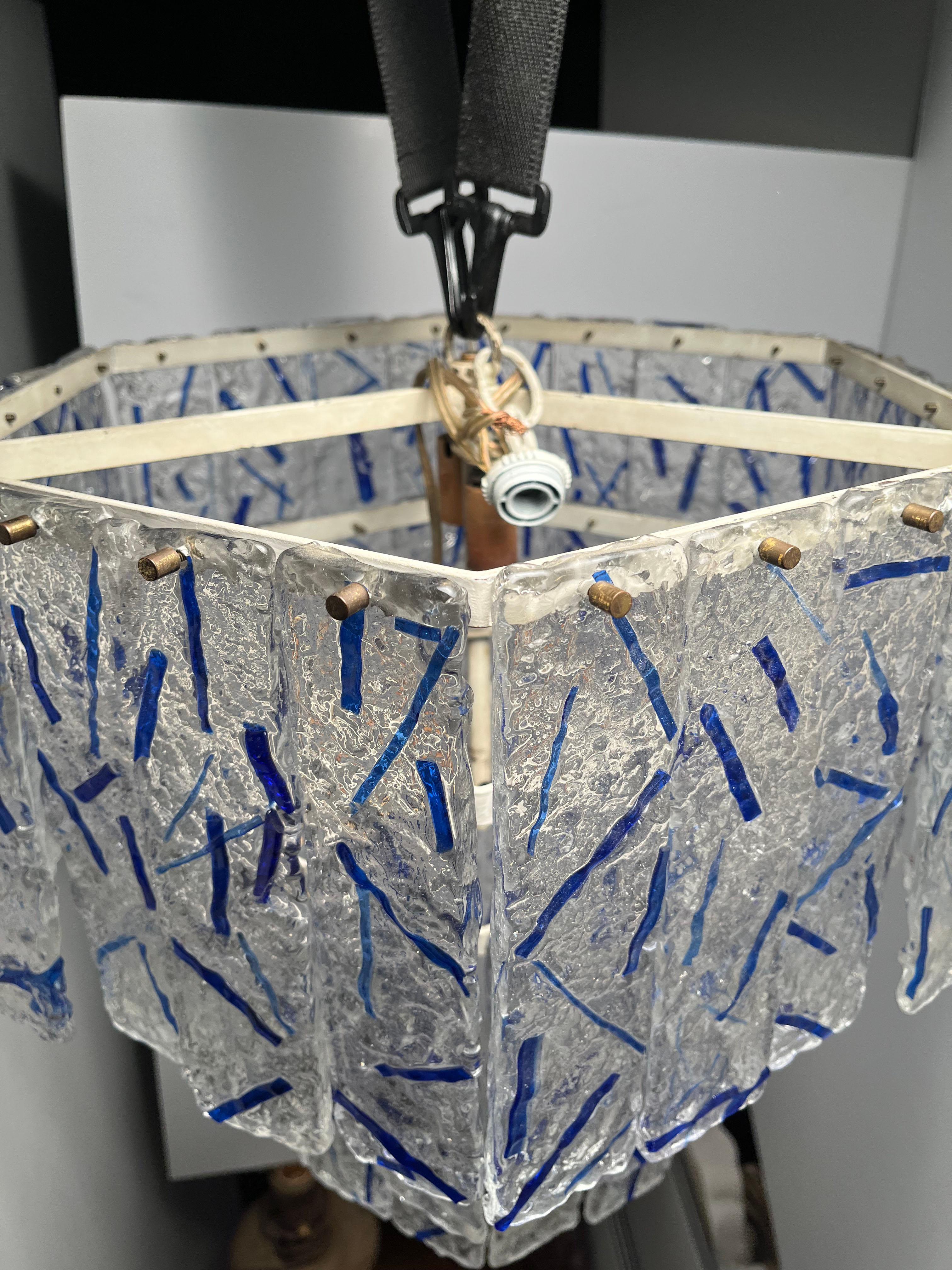 Vintage Murano Glas Konfetti Design Anhänger Kronleuchter von Carlo Nason / Mazzega im Angebot 1