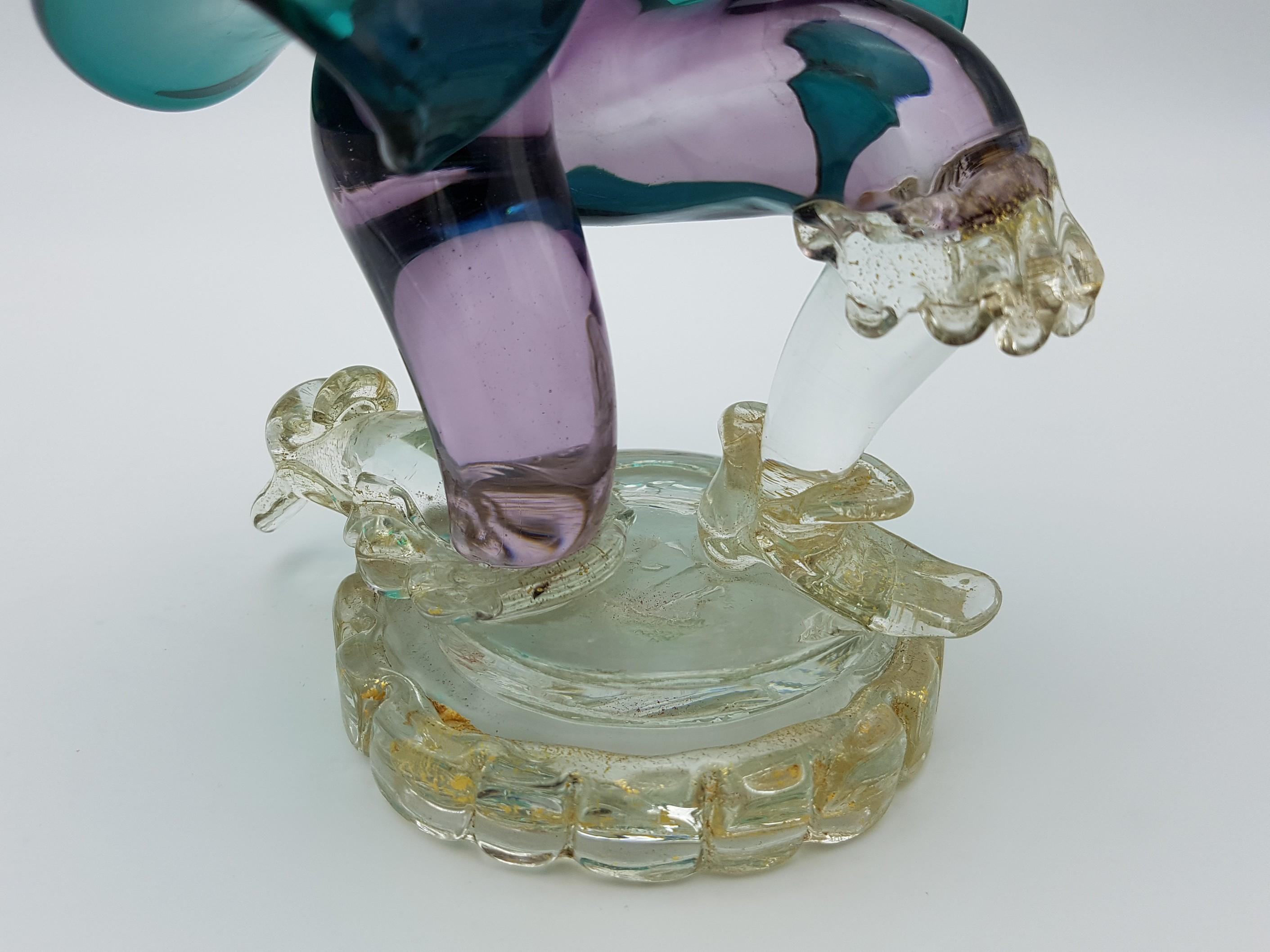 Vintage Murano Glass Costumed Figurine/Candleholder, Green & Purple, by Cenedese For Sale 14