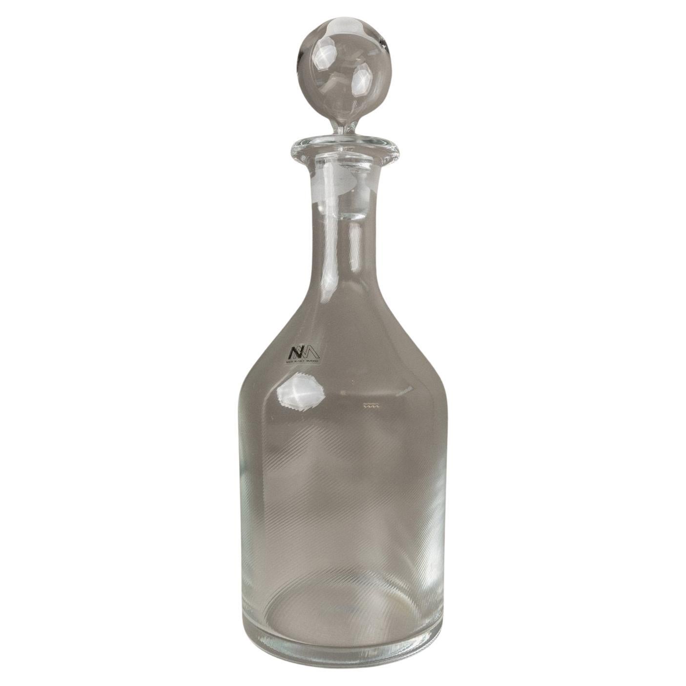 Decanter in vetro di Murano vintage con tappo, Italia, anni '80