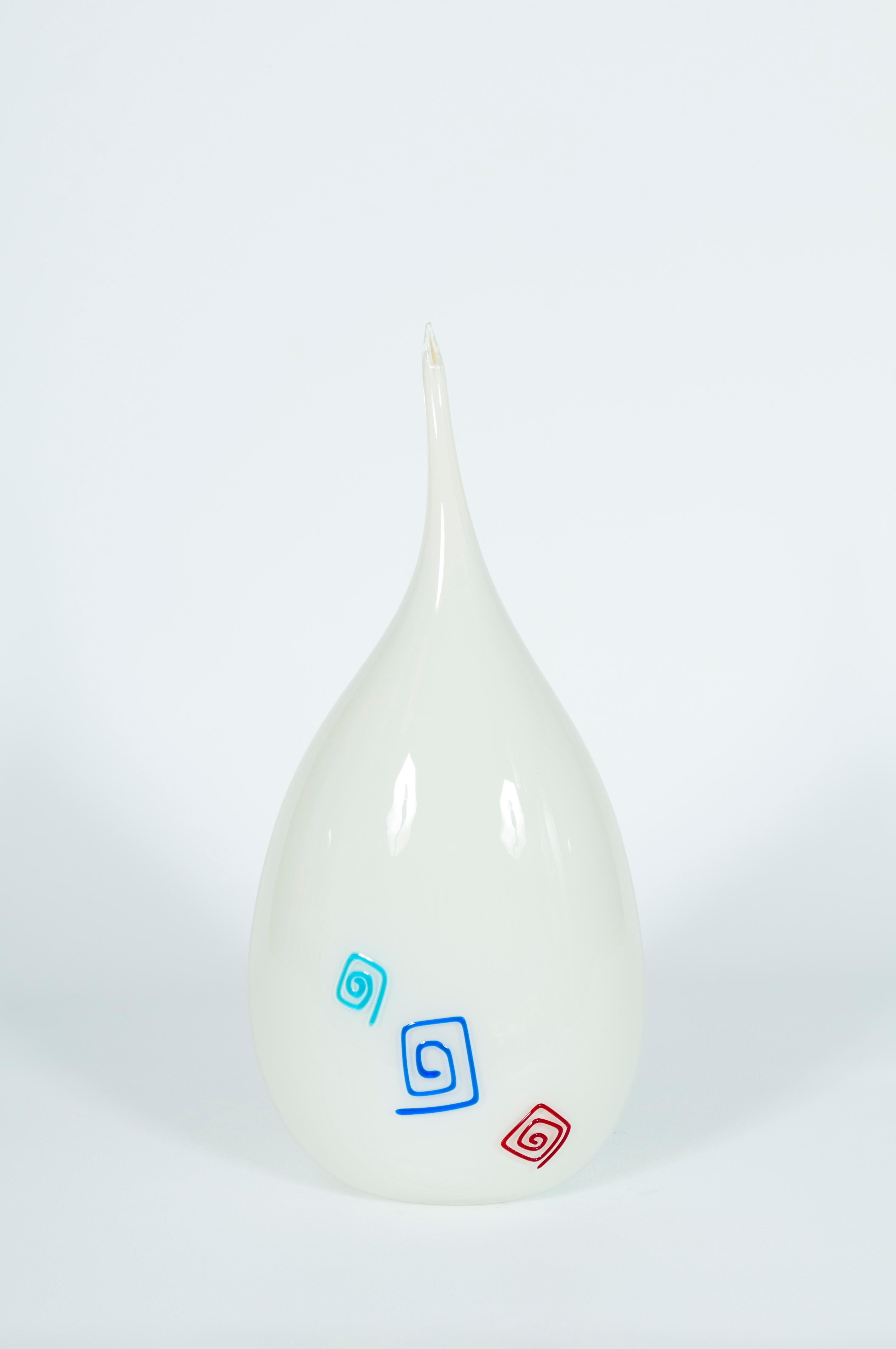 Milk Glass Vintage Murano Glass Decorative Artwork, Attributed to Donà, 1980s For Sale
